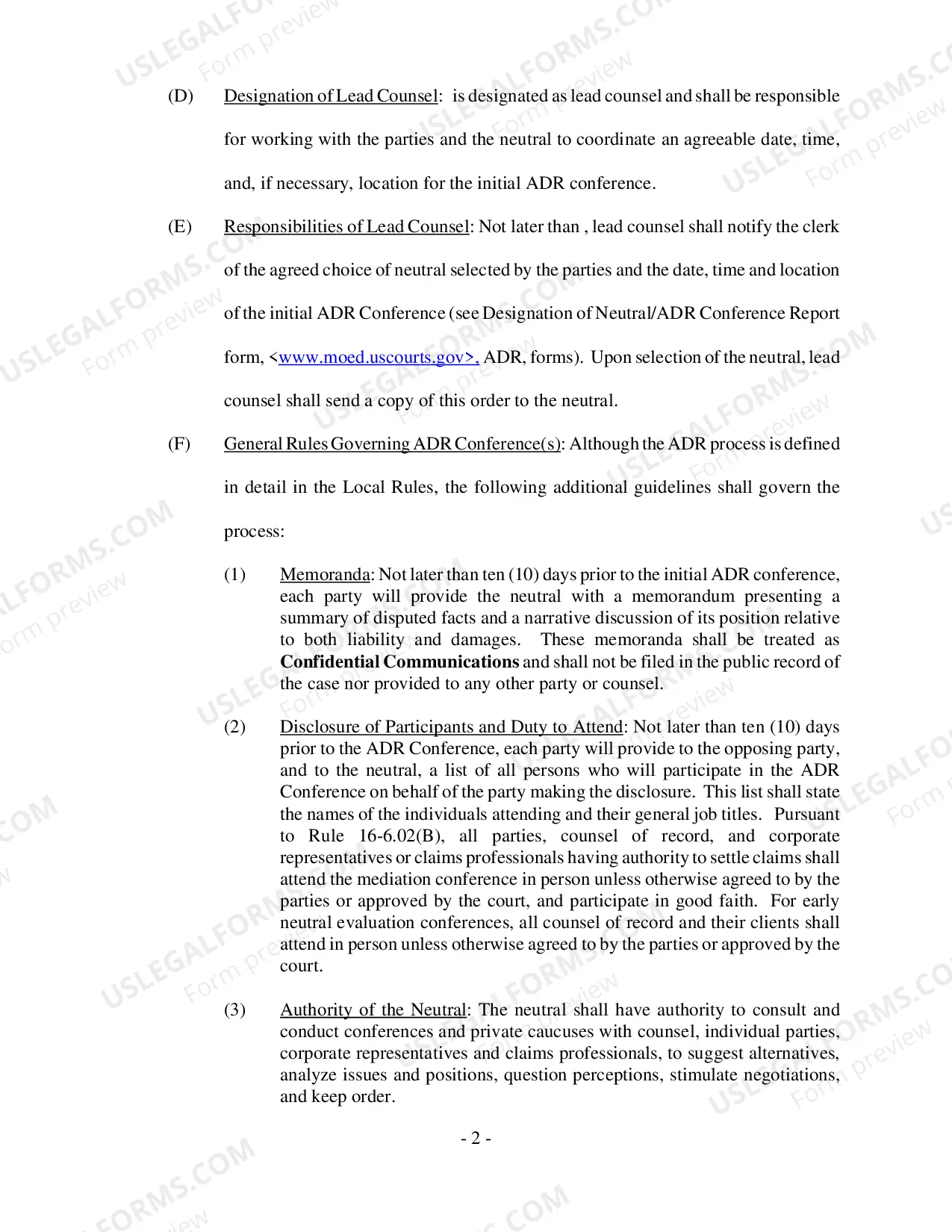Preview Order Referring Case To Alternative Dispute Resolution