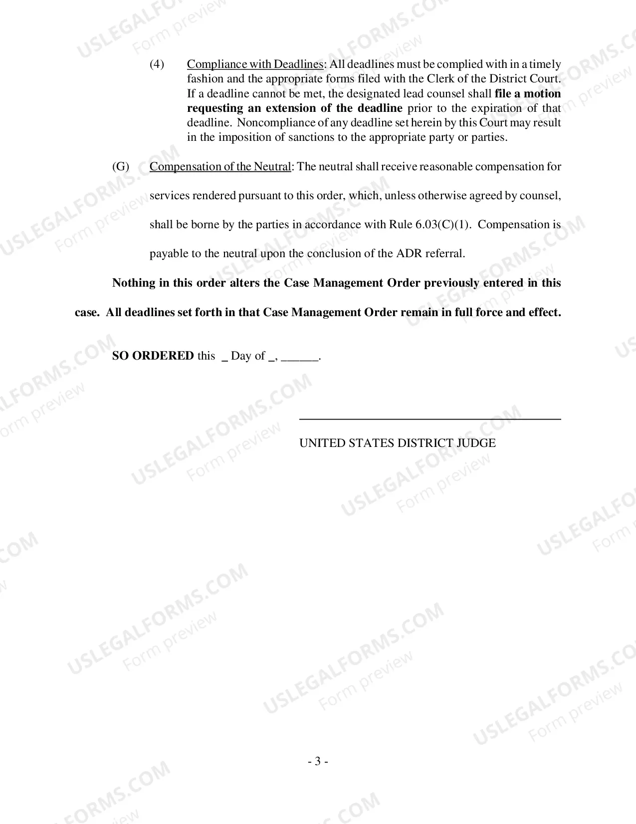 Preview Order Referring Case To Alternative Dispute Resolution