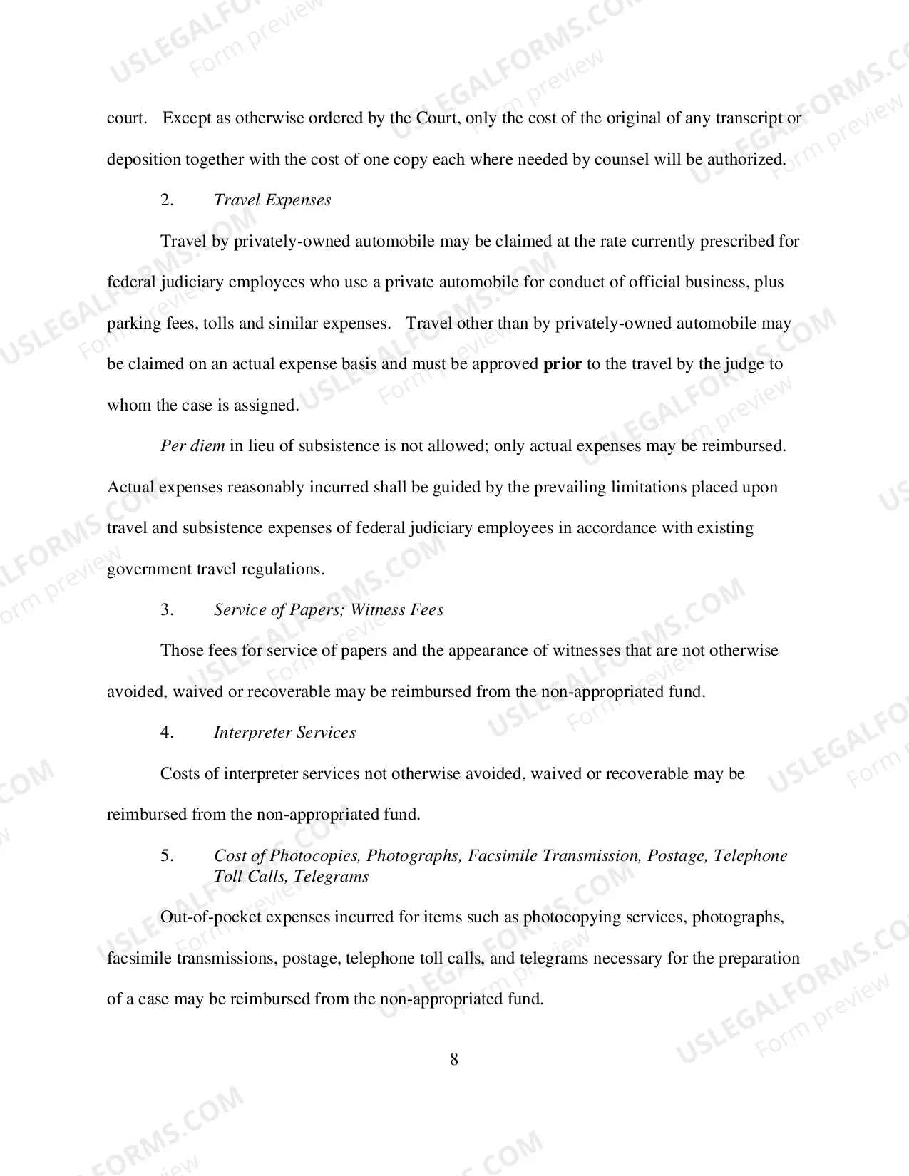 Preview Regulations for Expenditures and Fees