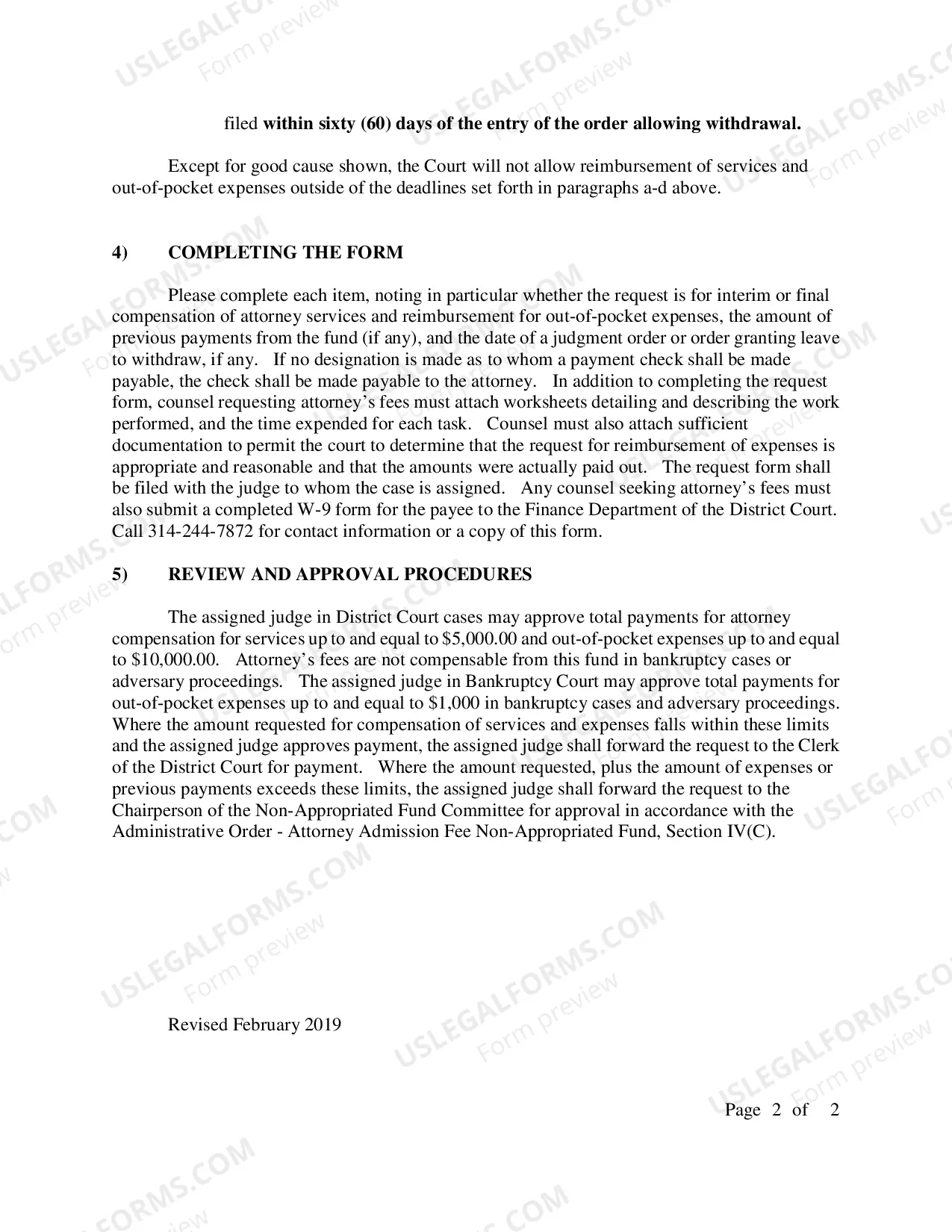 Preview Instructions for Attorney reimbursement forms