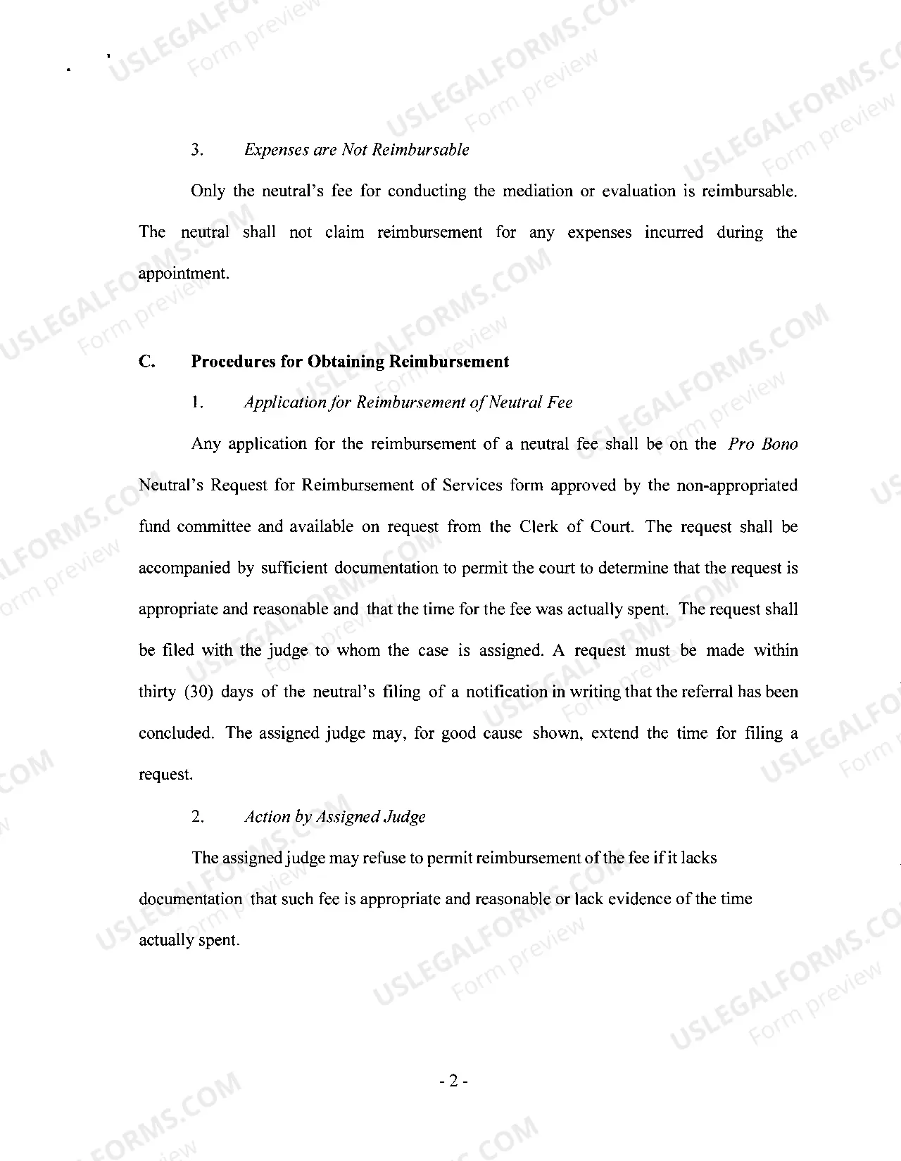 Preview Regulations for Pro Bono Neutral Fees