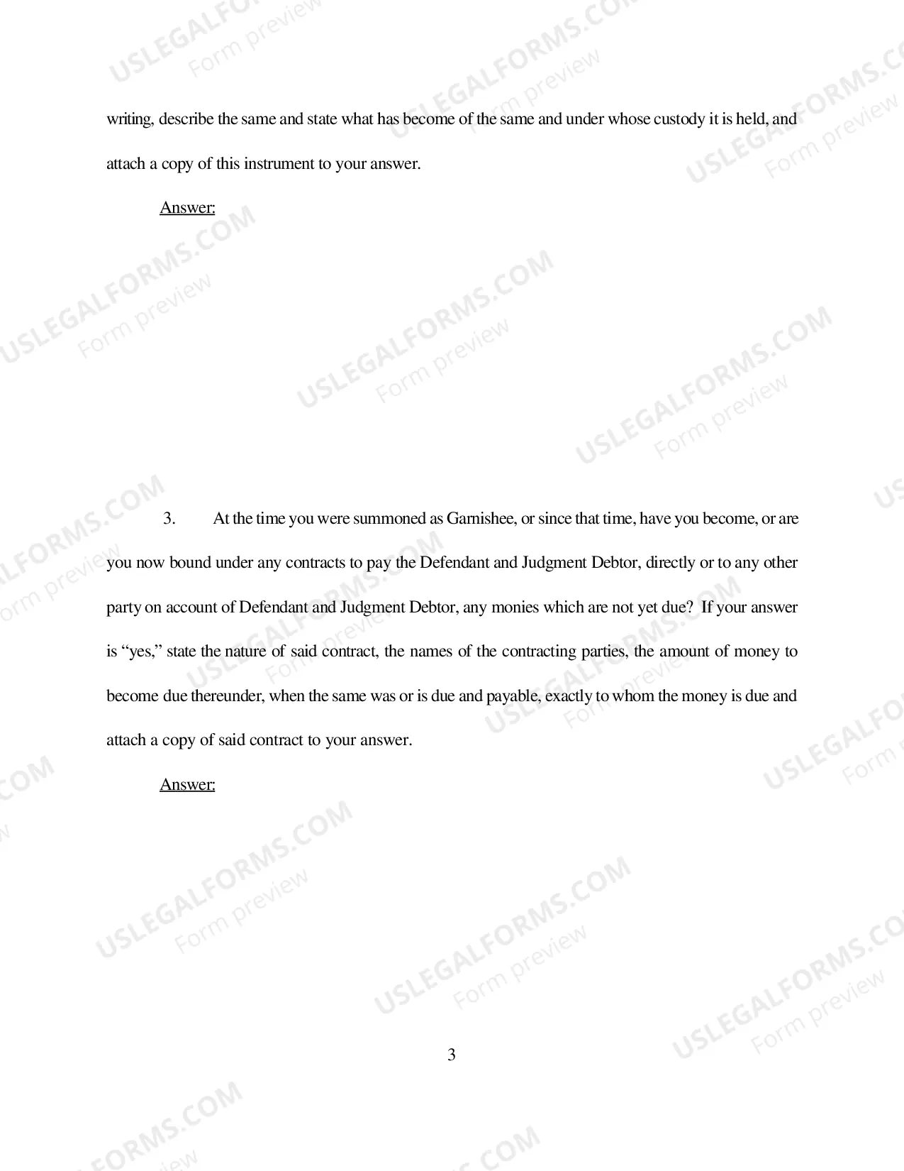 Preview Interrogatories Directed To Garnishee (Writ of Execution)