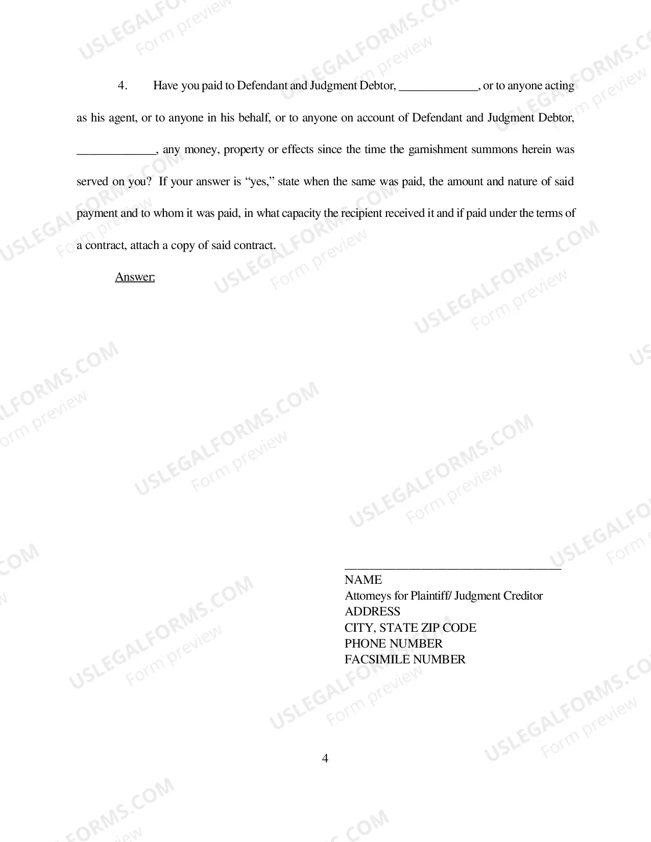 Preview Interrogatories Directed To Garnishee (Writ of Execution)