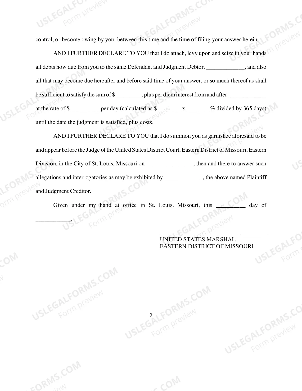 Preview Summons To Garnishee (Writ of Execution)