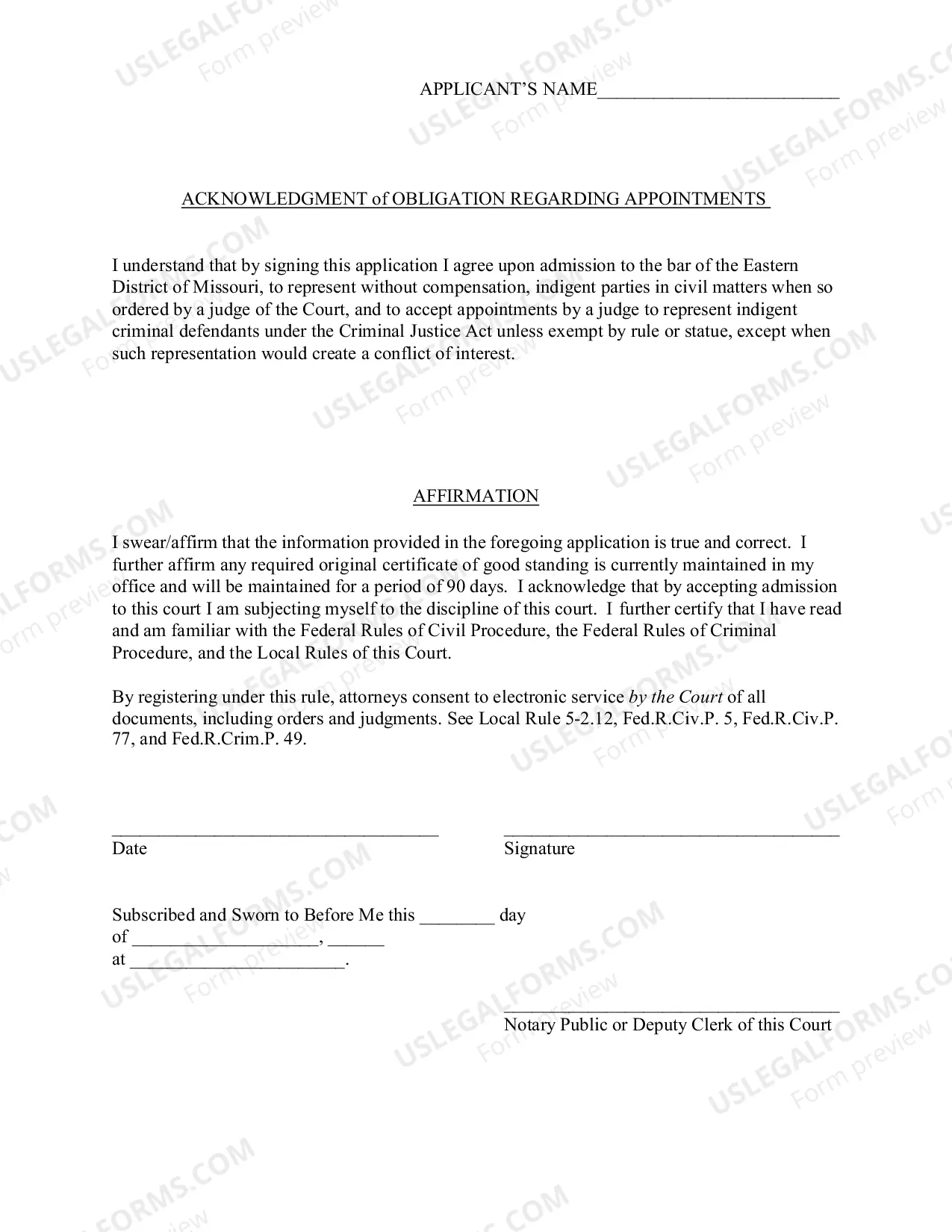Preview Application for Admission to Practice Law - MOED