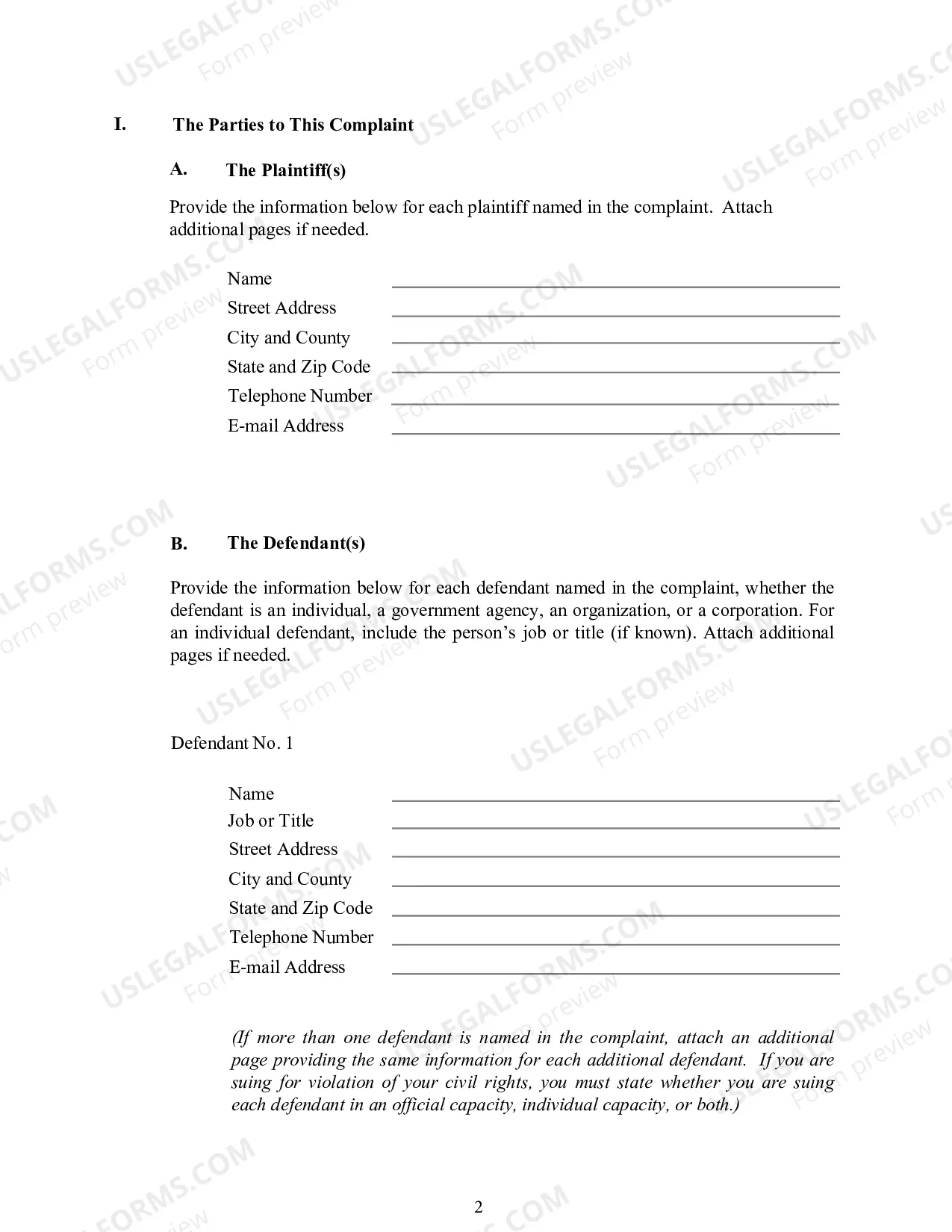 Preview Civil Complaint