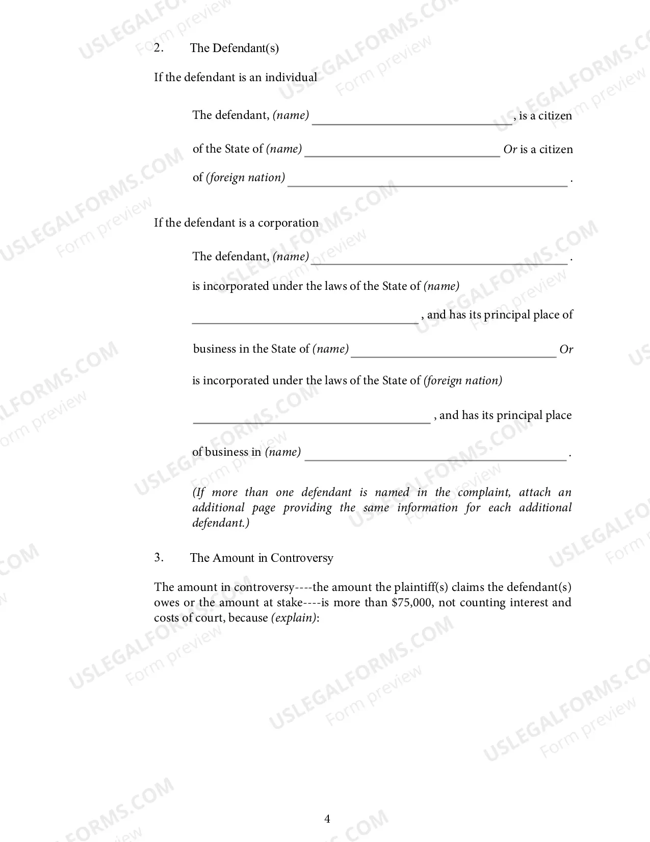 Preview Civil Complaint