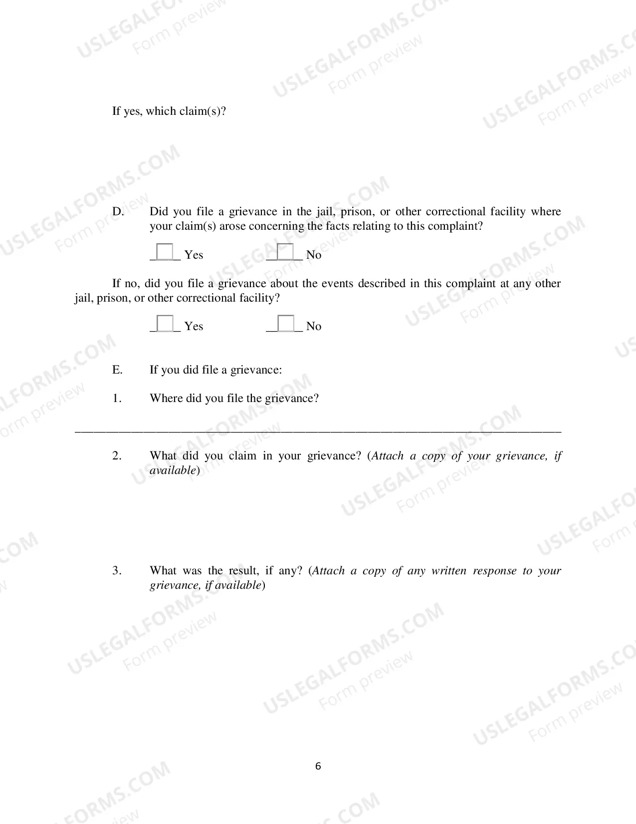 Preview Prisoner Civil Rights Complaint Under 42 USC 1983