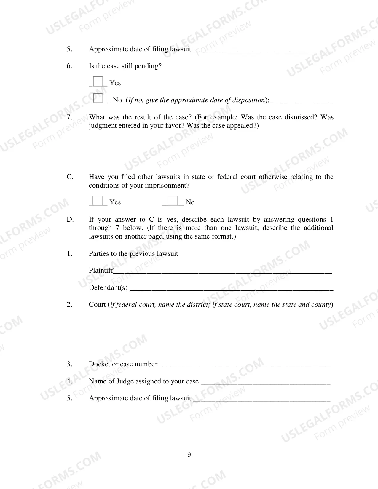 Preview Prisoner Civil Rights Complaint Under 42 USC 1983