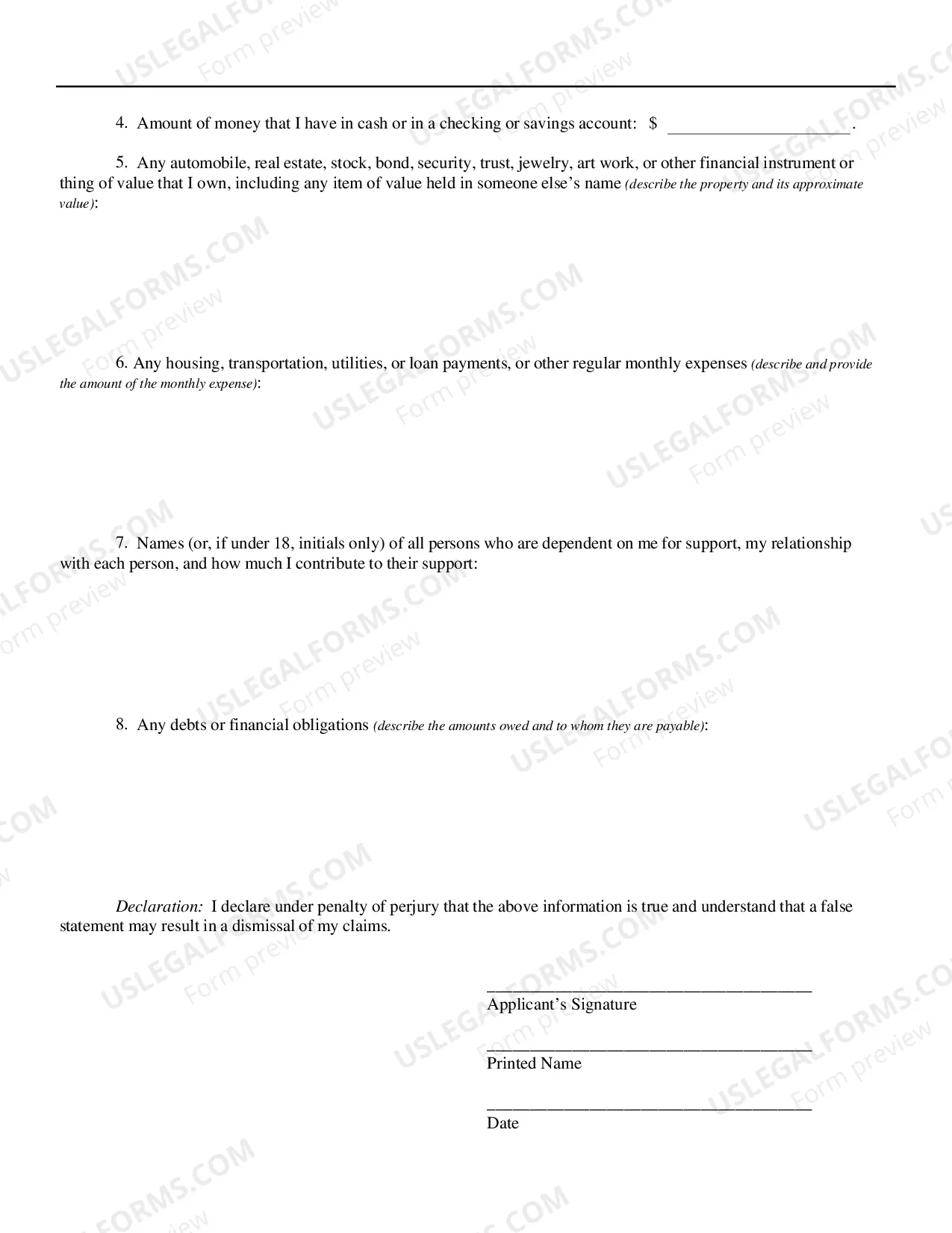 Preview Application to Proceed in District Court without Prepaying Fees or Costs
