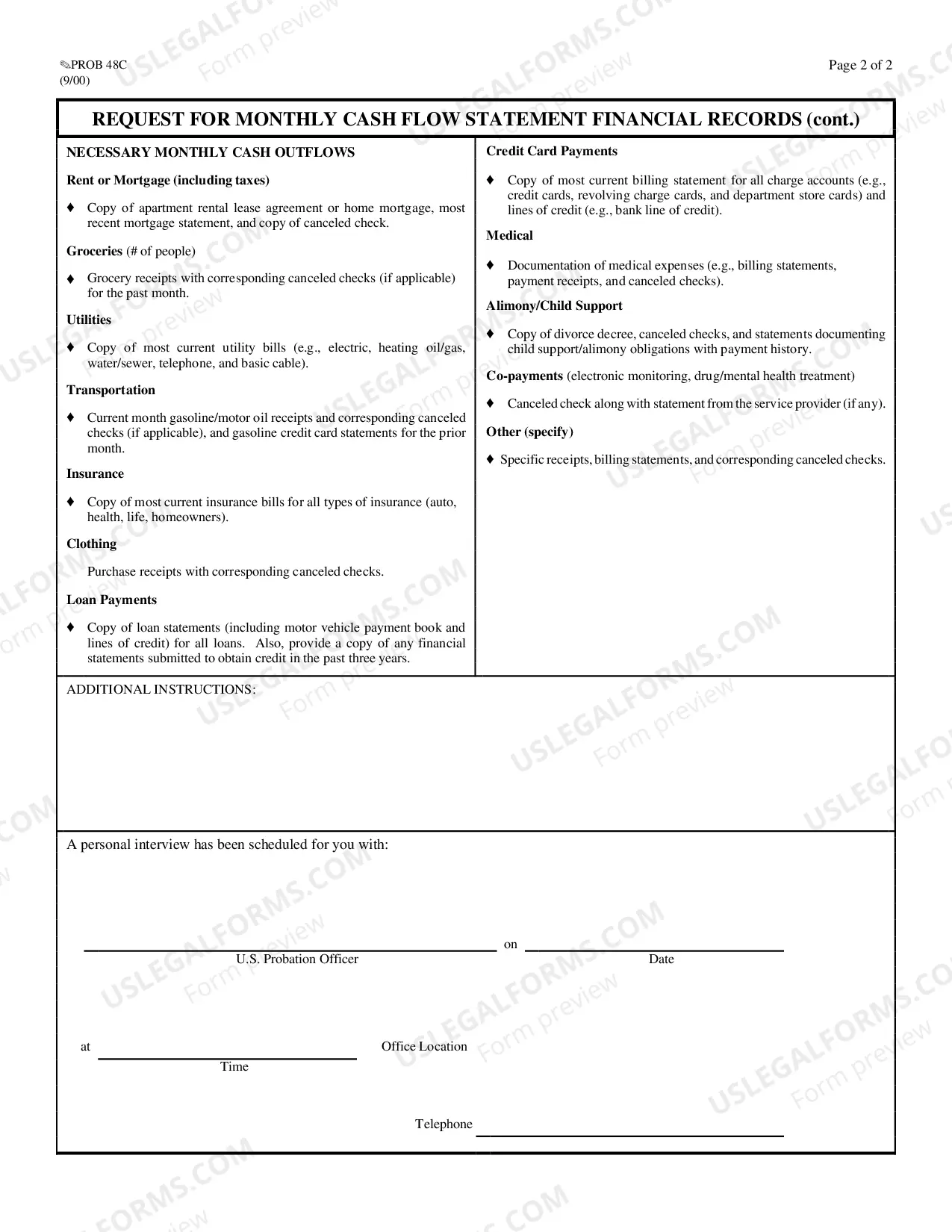 Preview Request For Monthly Cash Flow Statements Financial Records