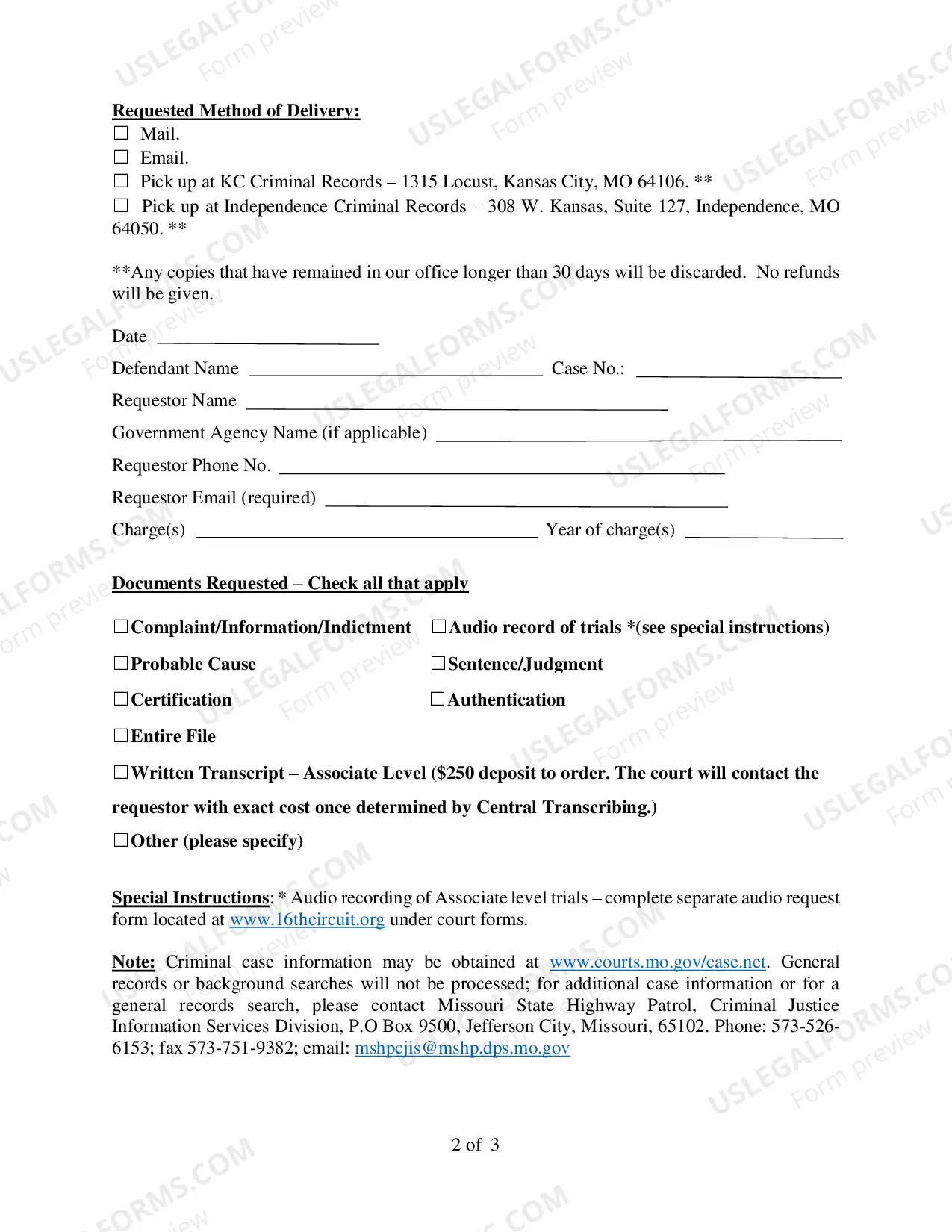 Preview Copy Request - MO Attorney/Government Agency