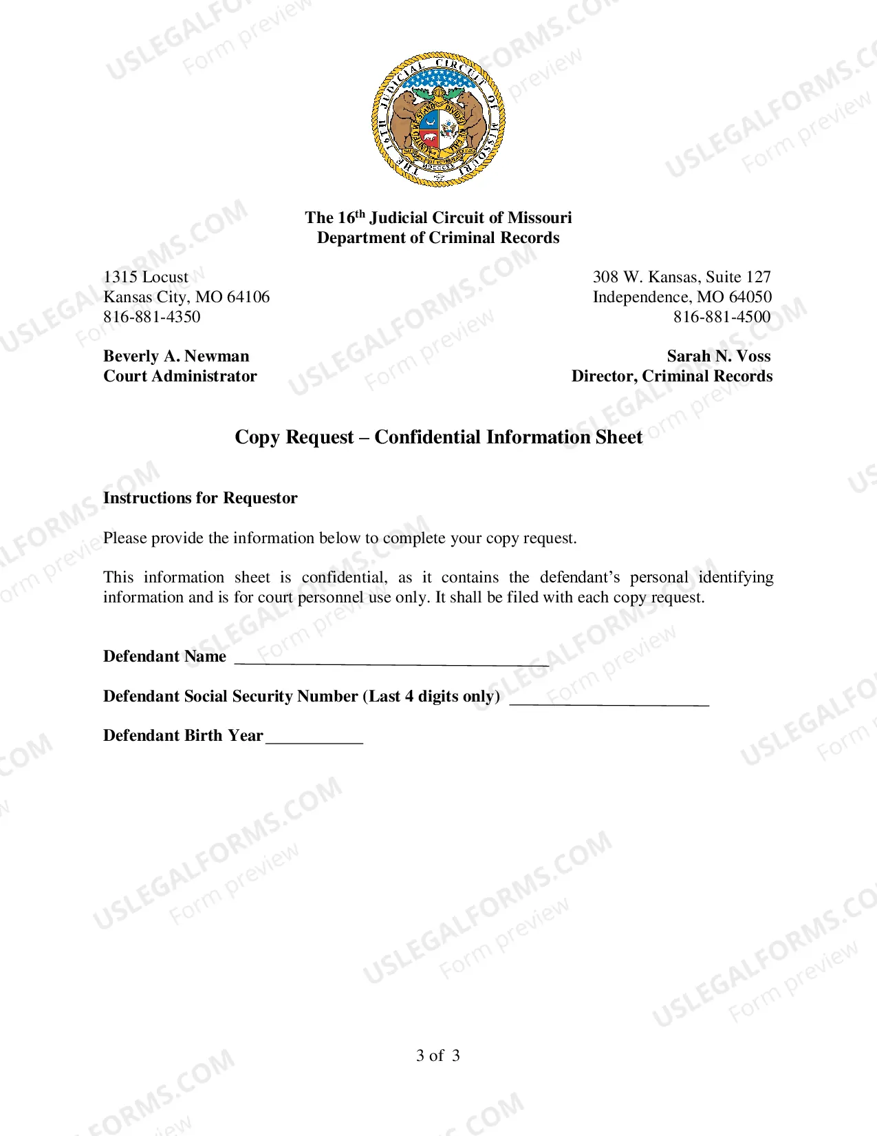 Preview Copy Request - MO Attorney/Government Agency