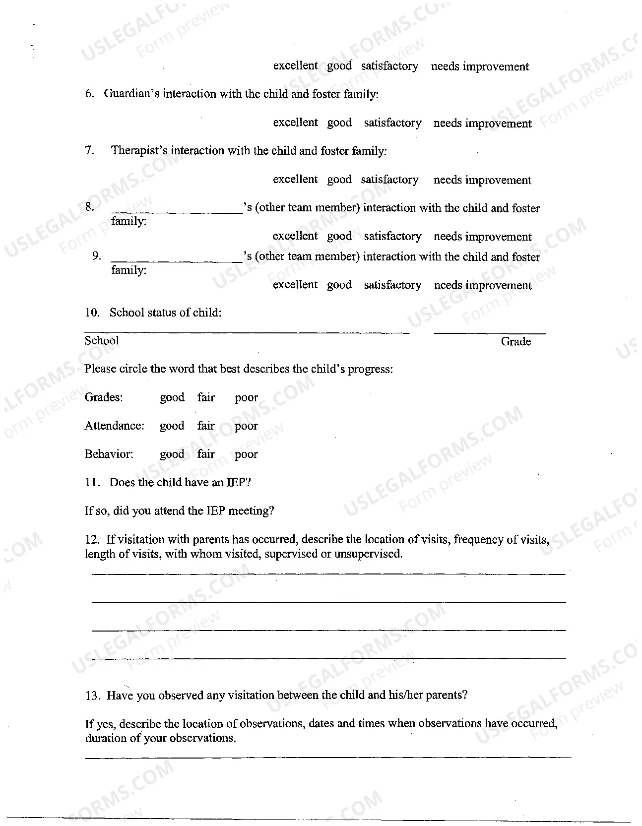 Preview Amended Foster Parents' Report