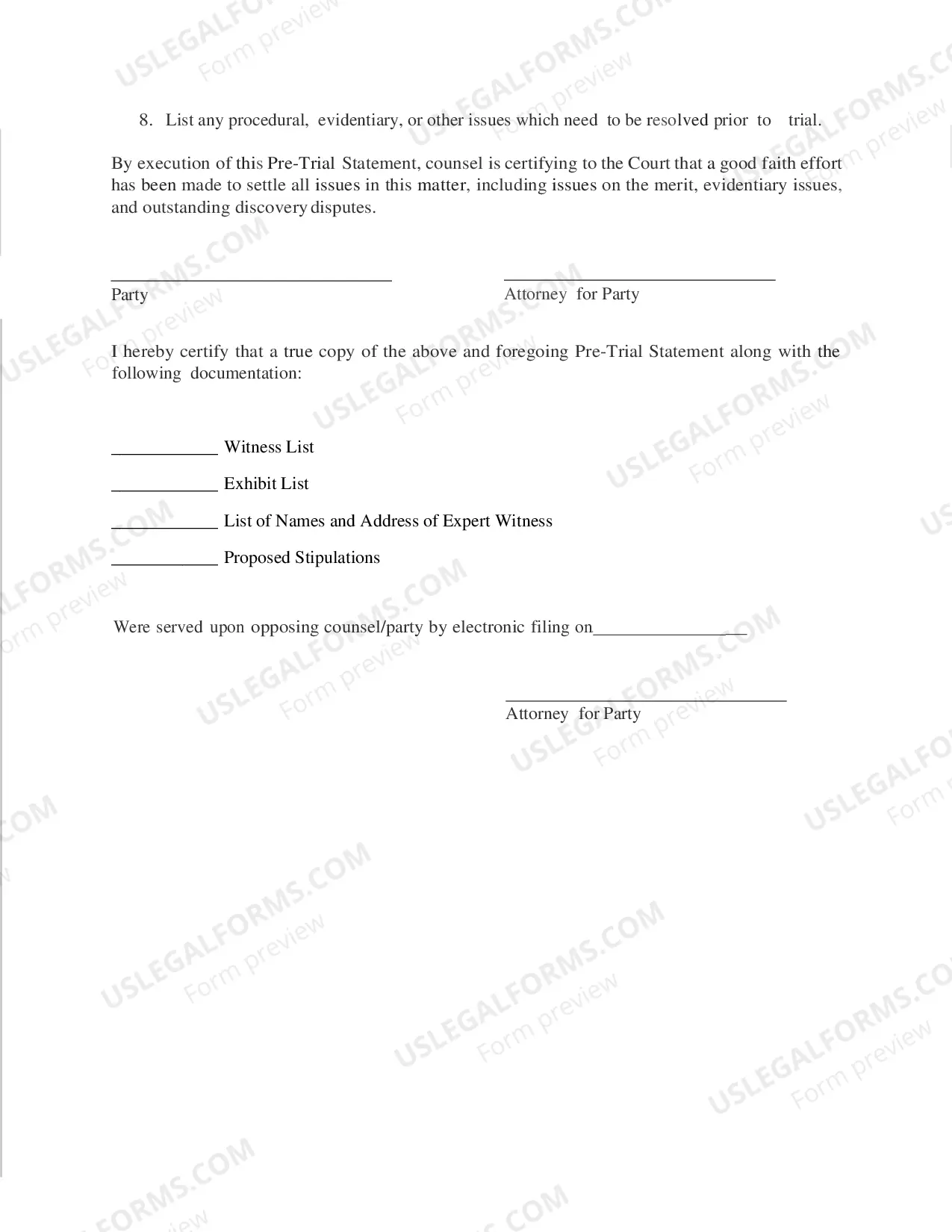 Preview Pre-Trial Statement Termination of Parental Rights Cases
