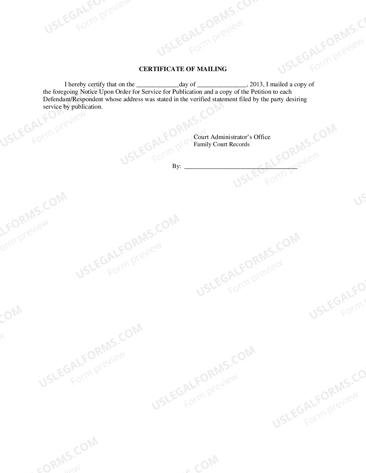 Preview Publication Sample Affidavit, Order, and Notice in Juvenile & Adoption Cases