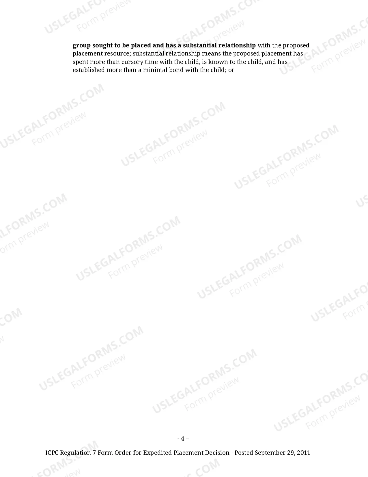 Preview Regulation 7 Form Order for Expedited ICPC