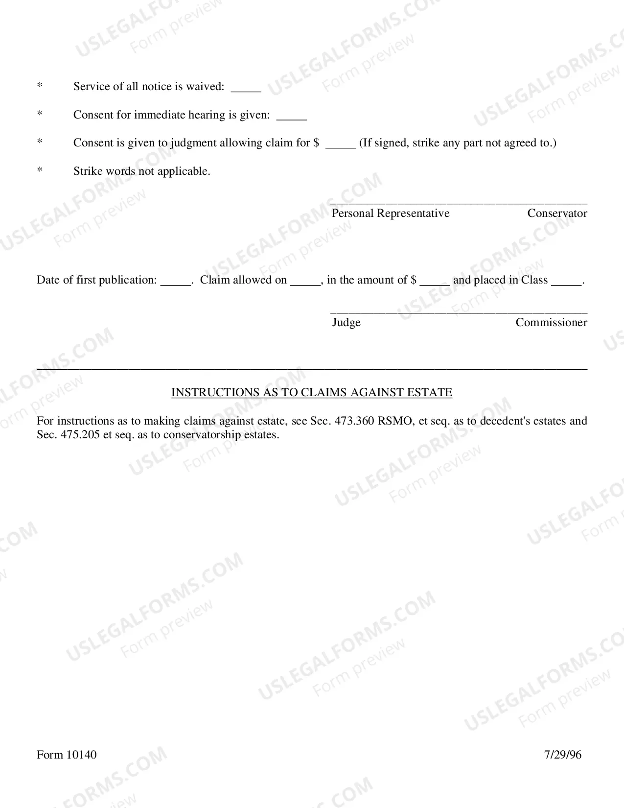 Preview Claim Against Estate