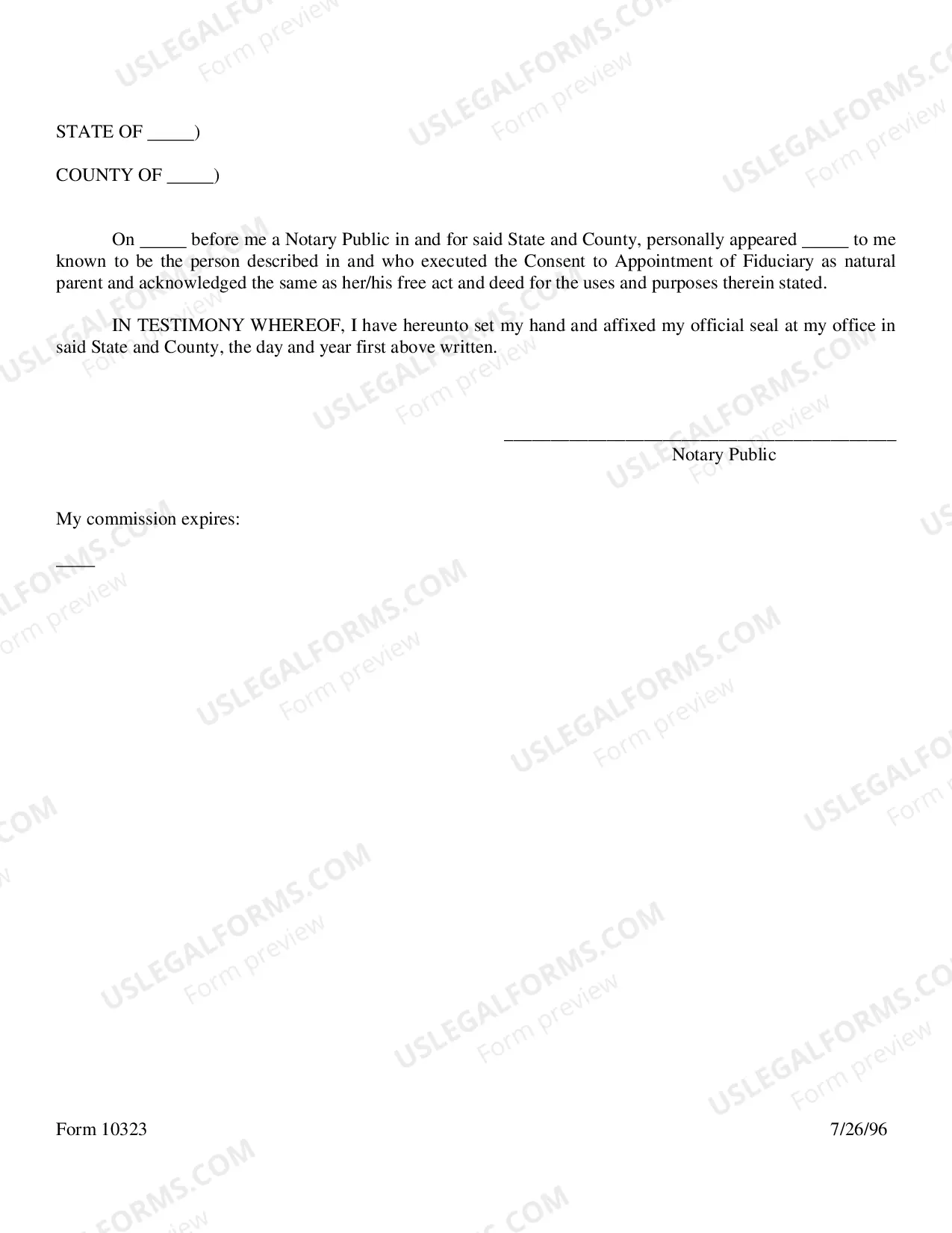 Preview Consent To Appointment of Fiduciary