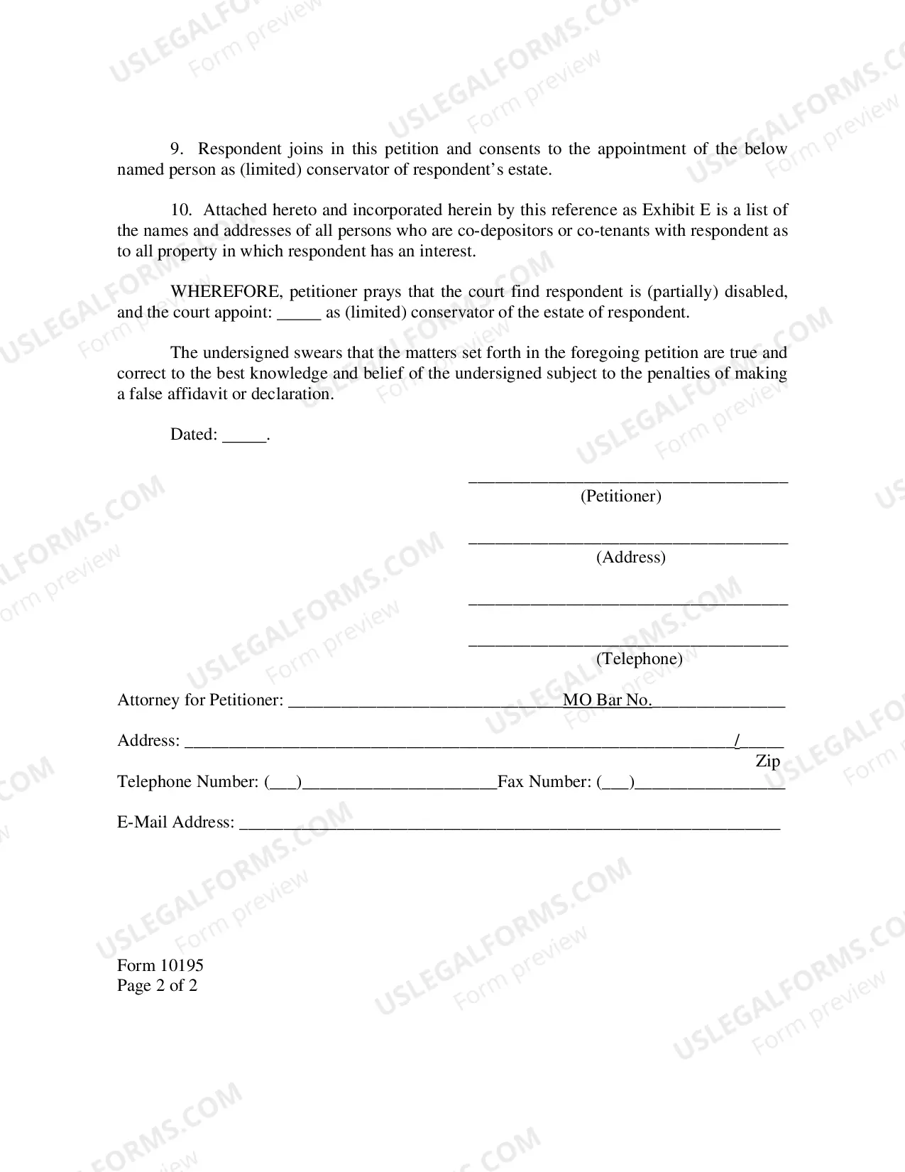 Preview Petition For Appointment of Conservator