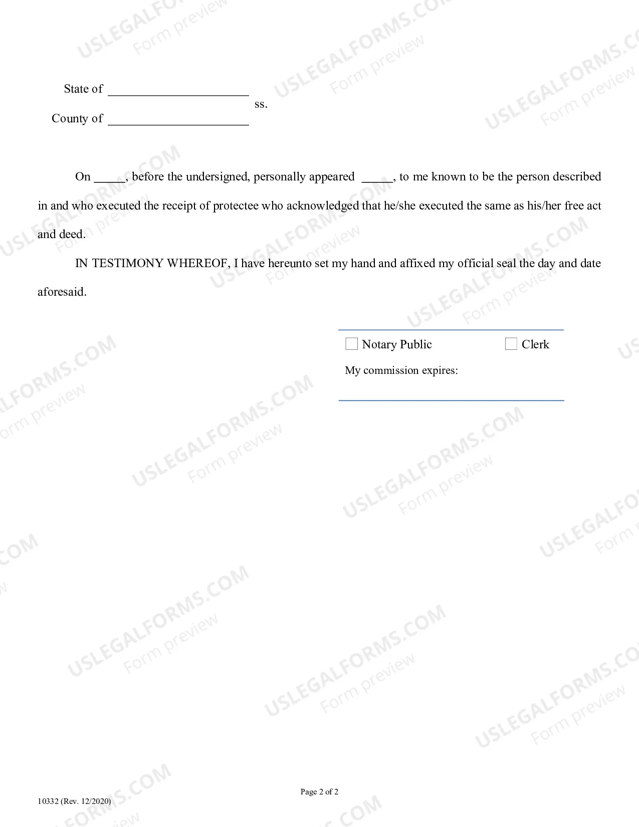 Preview Receipt of Protectee