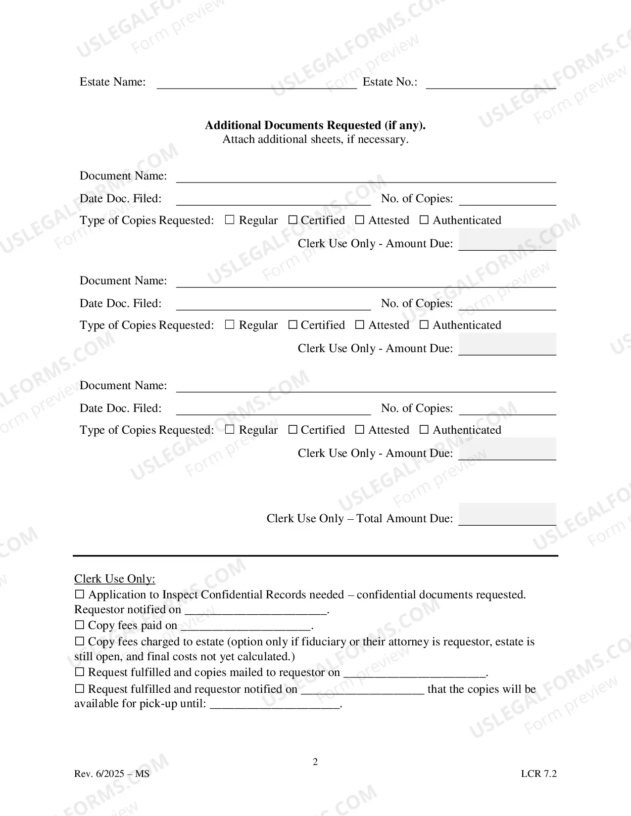 Preview Request For Copies