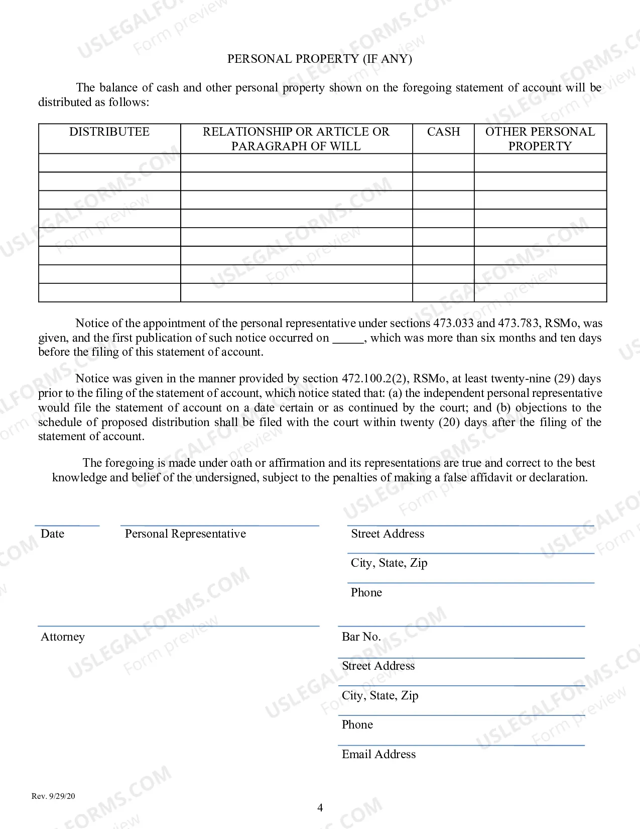 Preview Schedule of Proposed Distribution