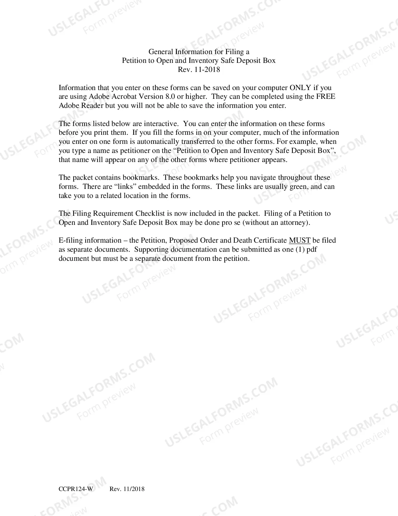 Preview Order To Enter and Inventory Safe Deposit Box