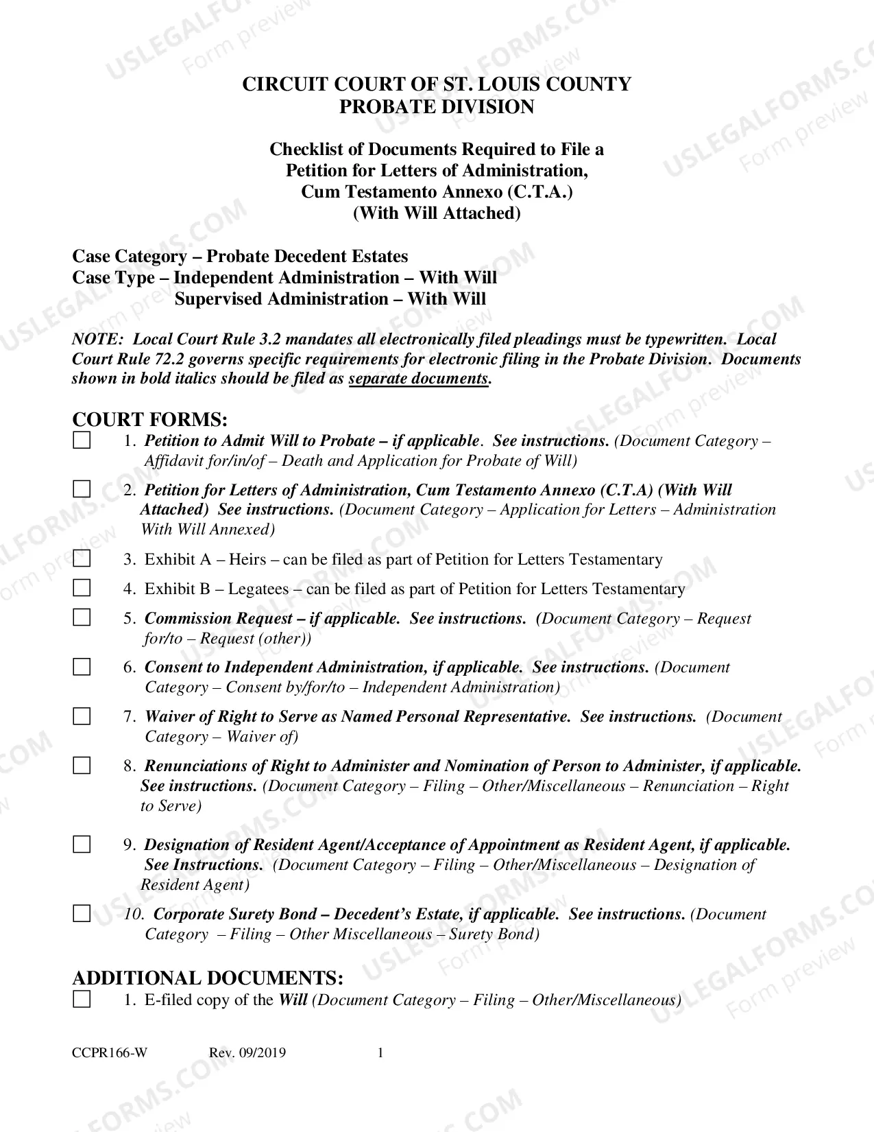 Preview Petition For Letters of Administration, Cum Testamento Annexo (C.T.A.)