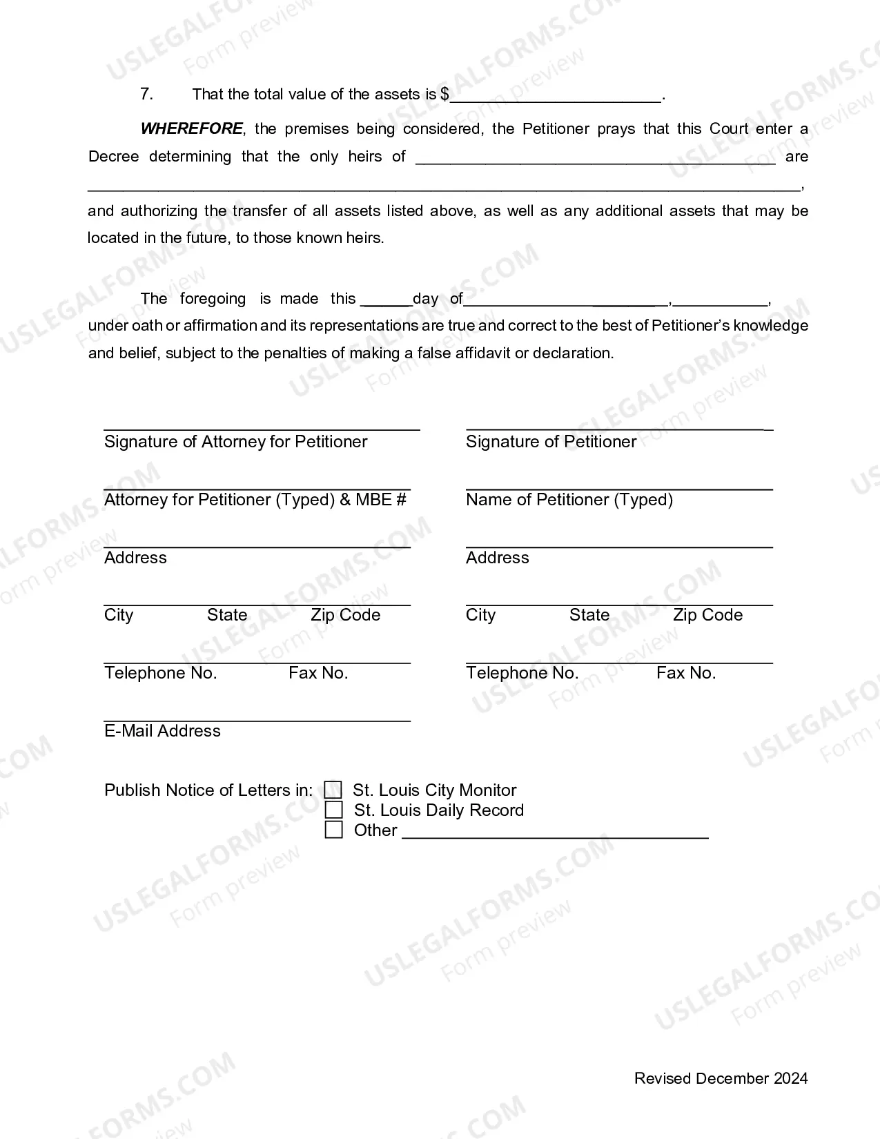 Preview Petition For Determination of Heirship