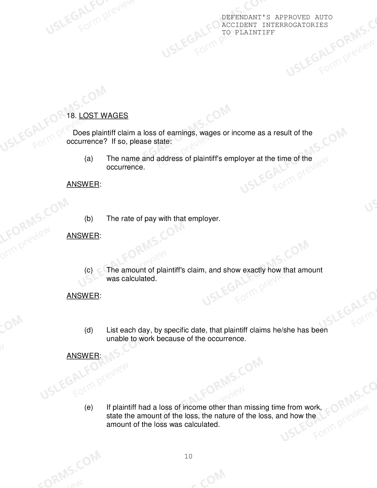 Preview Defendants Approved Auto Accident Interrogatories To Plaintiff