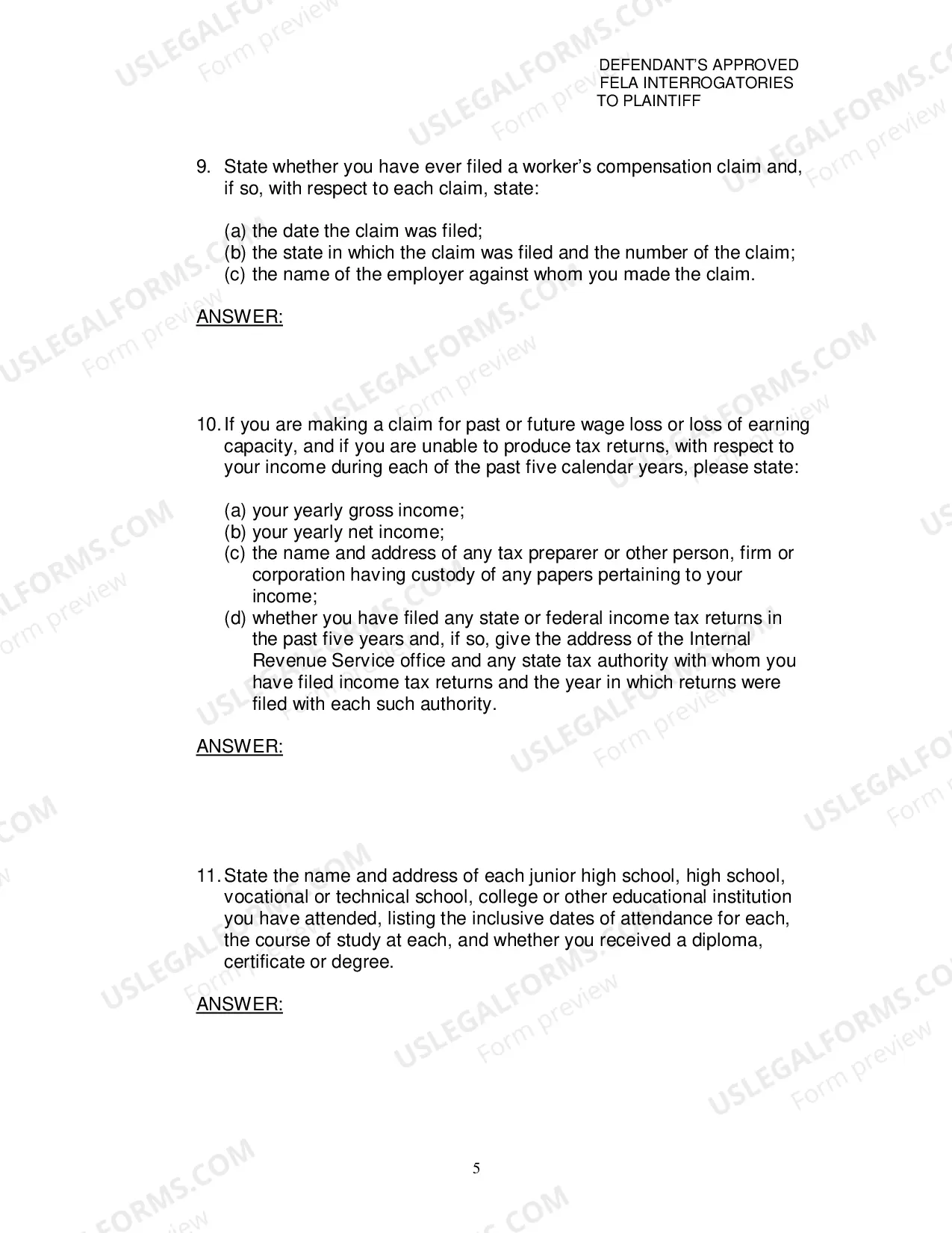 Preview Defendants Approved Fela Interrogatories To Plaintiff