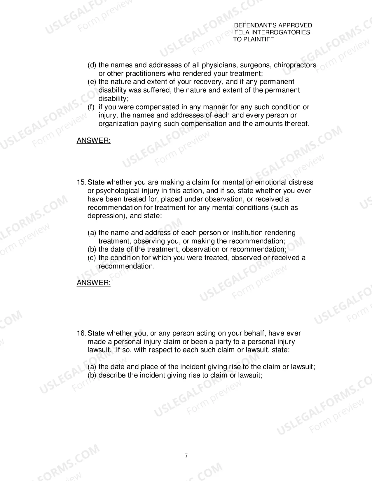 Preview Defendants Approved Fela Interrogatories To Plaintiff
