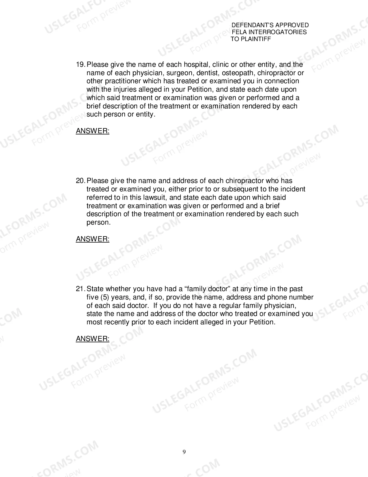 Preview Defendants Approved Fela Interrogatories To Plaintiff