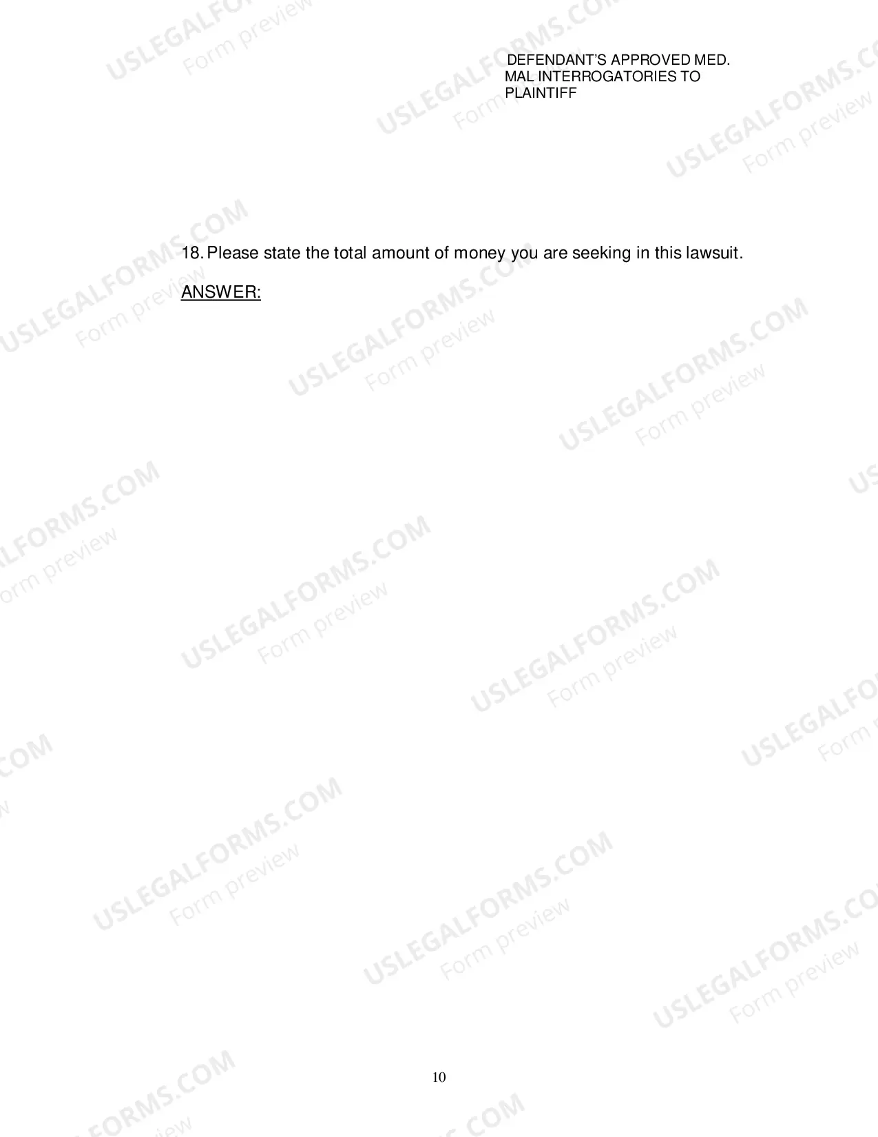 Preview Defendants Approved Medical Malpractice Interrogatories To Plaintiff