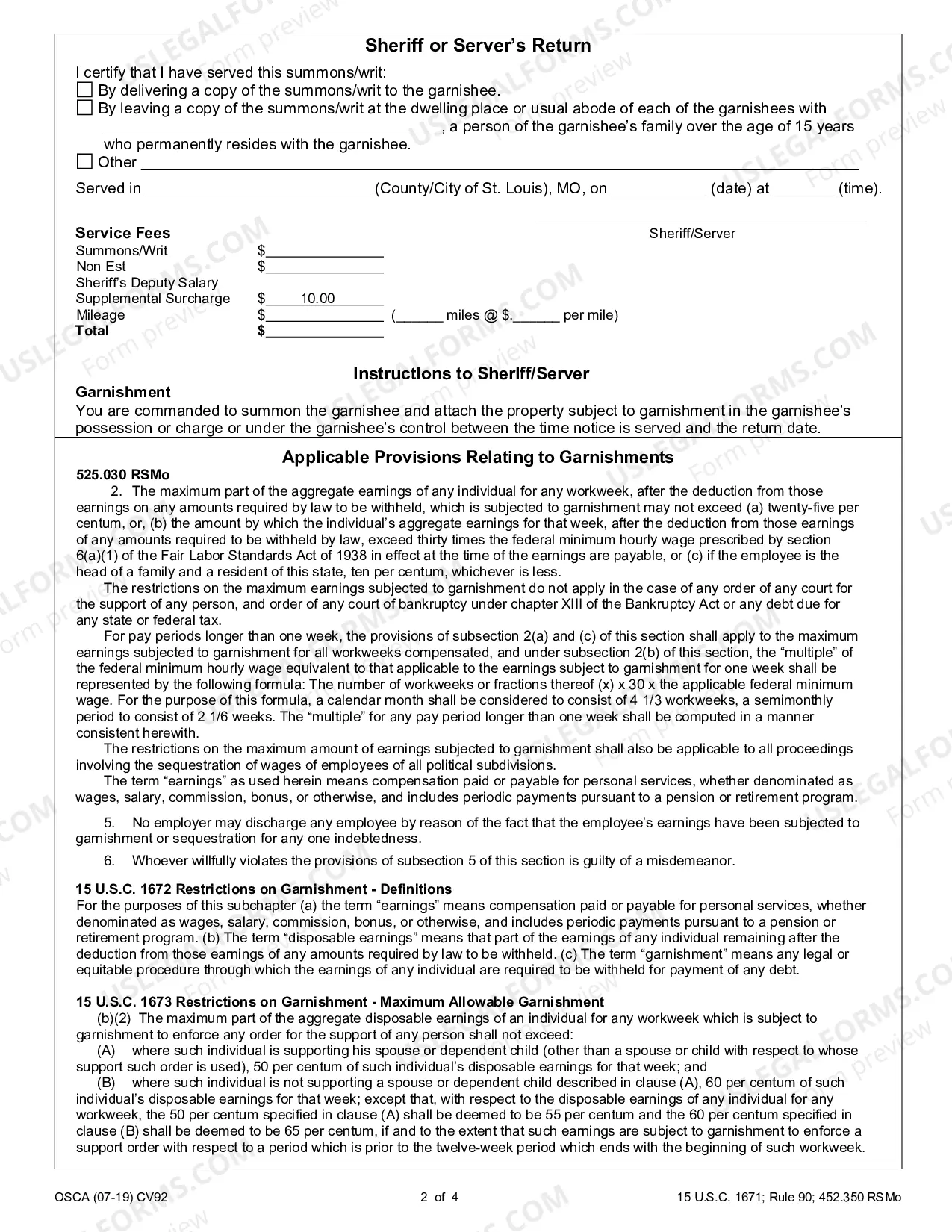 Preview Garnishment Application and Order