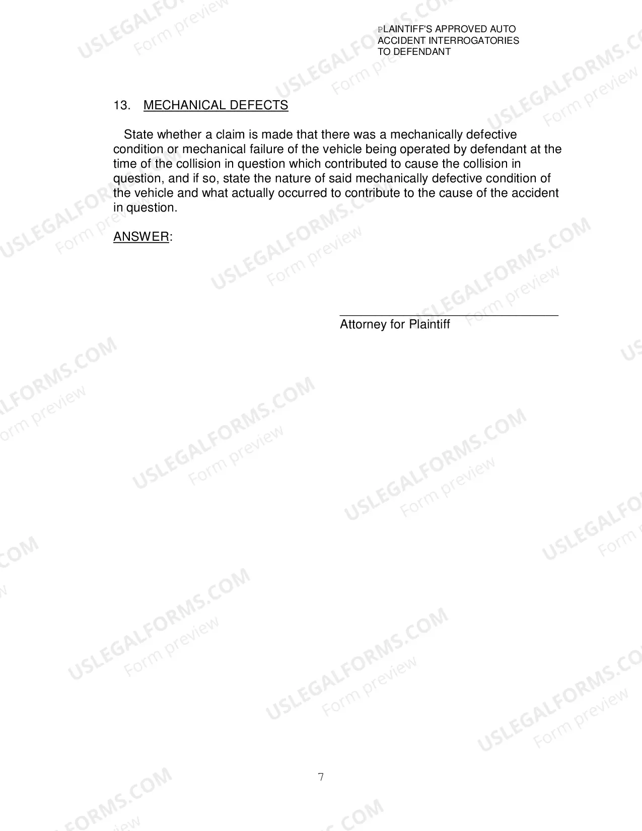 Preview Plaintiffs Approved Auto Accident Interrogatories To Defendant