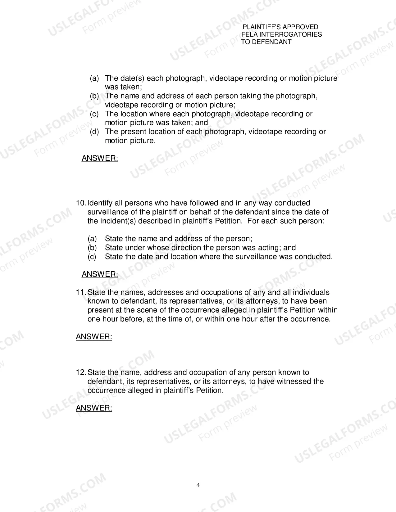 Preview Plaintiffs Approved Interrogatories Directed To Defendant