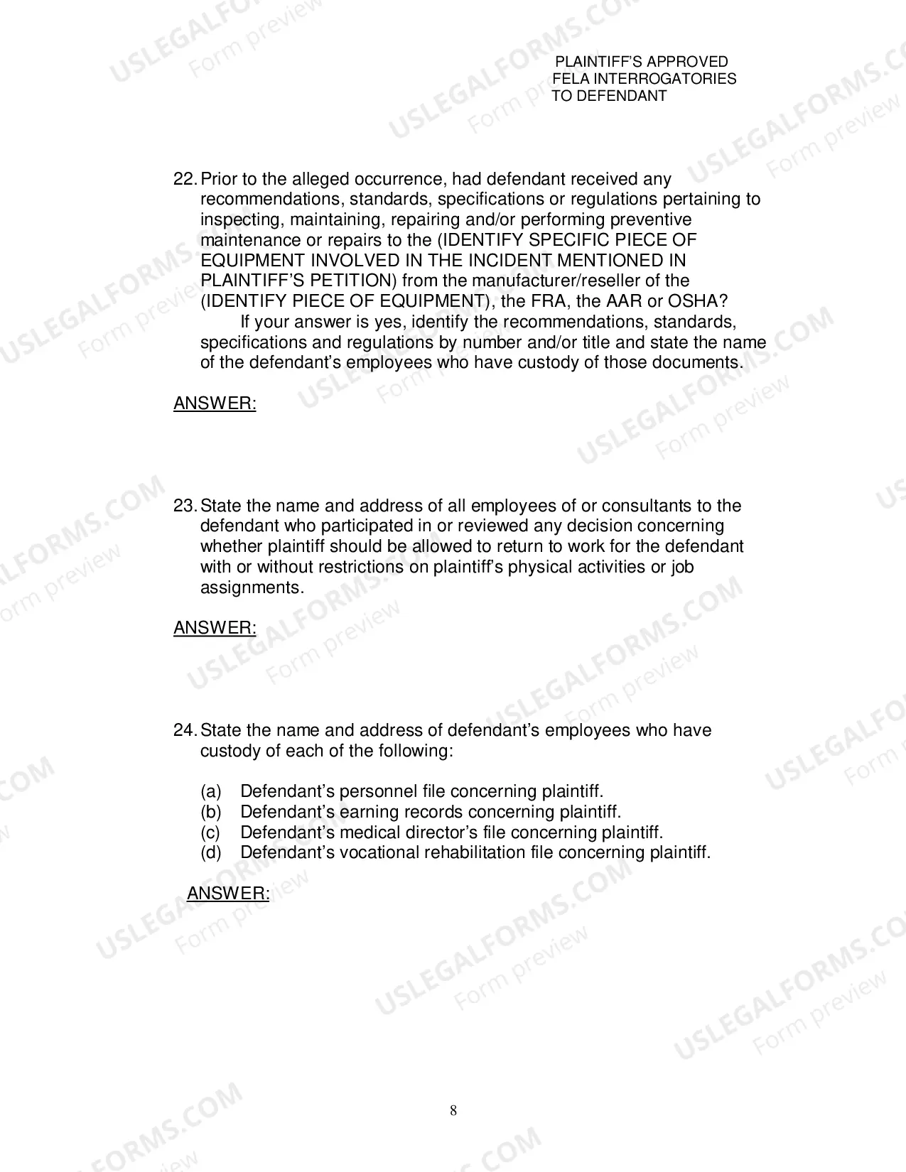 Preview Plaintiffs Approved Interrogatories Directed To Defendant