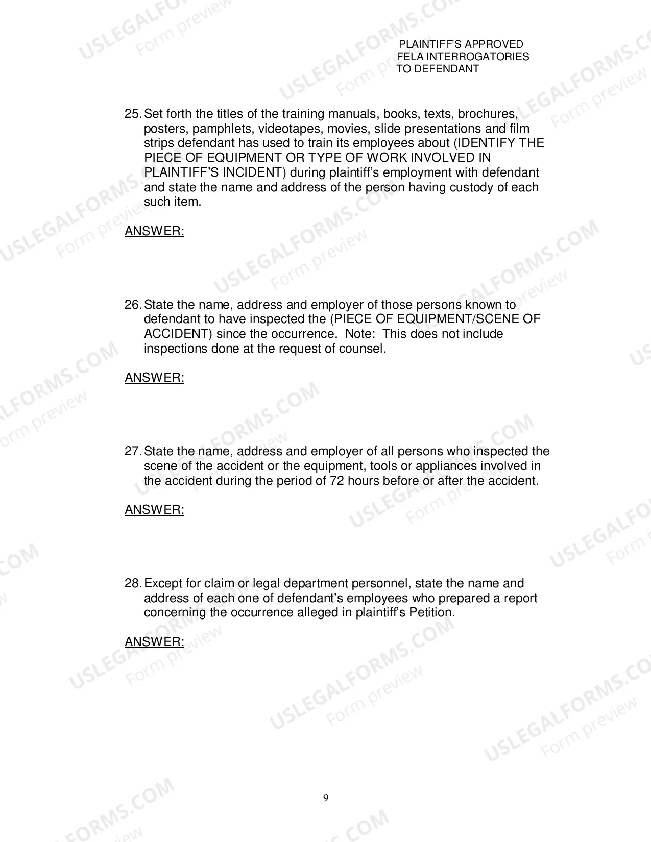 Preview Plaintiffs Approved Interrogatories Directed To Defendant