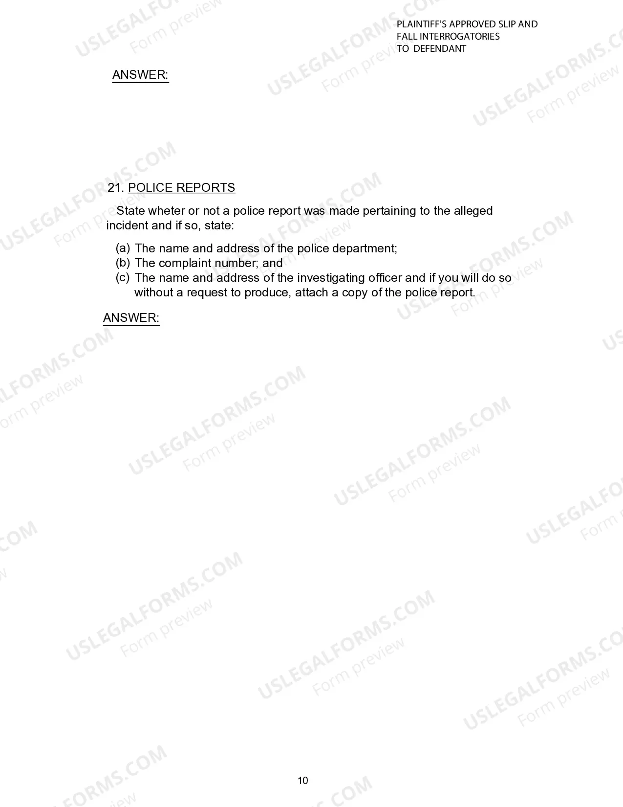 Preview Plaintiffs Approved Slip and Fall Interrogatories To Defendant