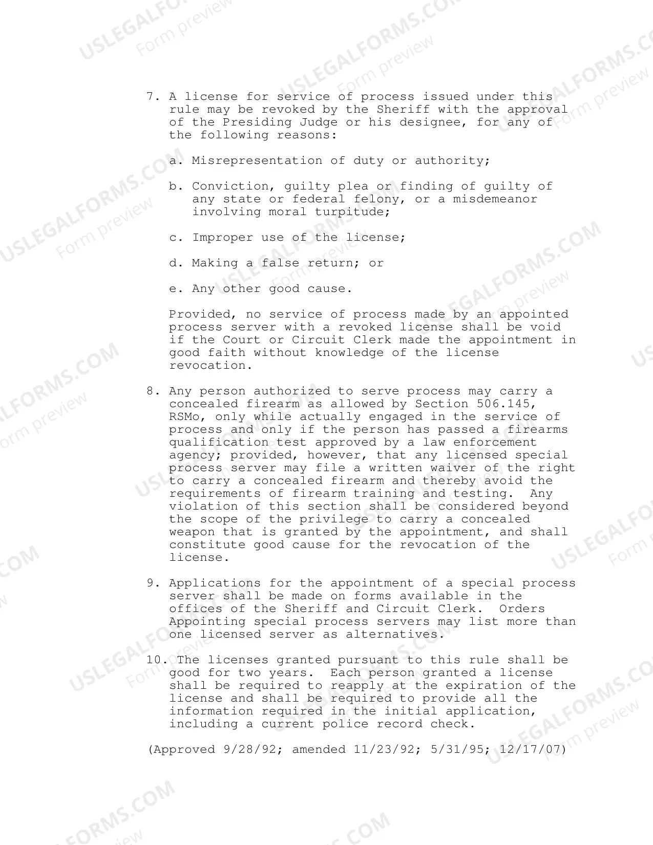Preview Request For Appointment of Process Server