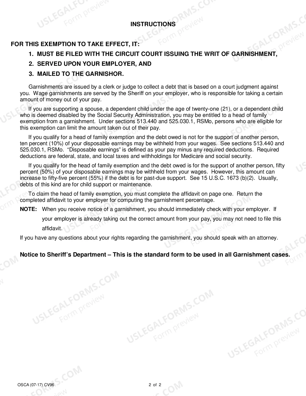 Preview Judgment Debtors Claim For Exemption