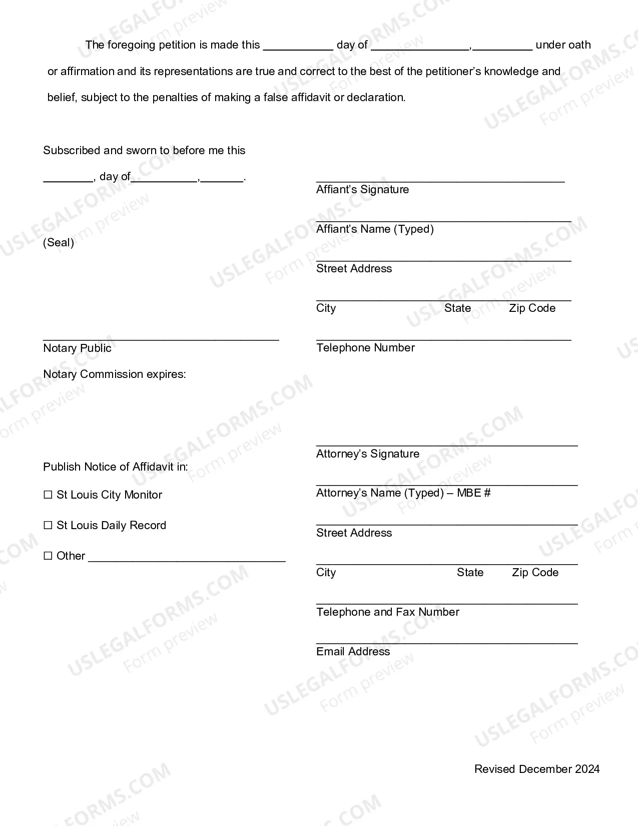Preview Affidavit For Collection of Small Estate