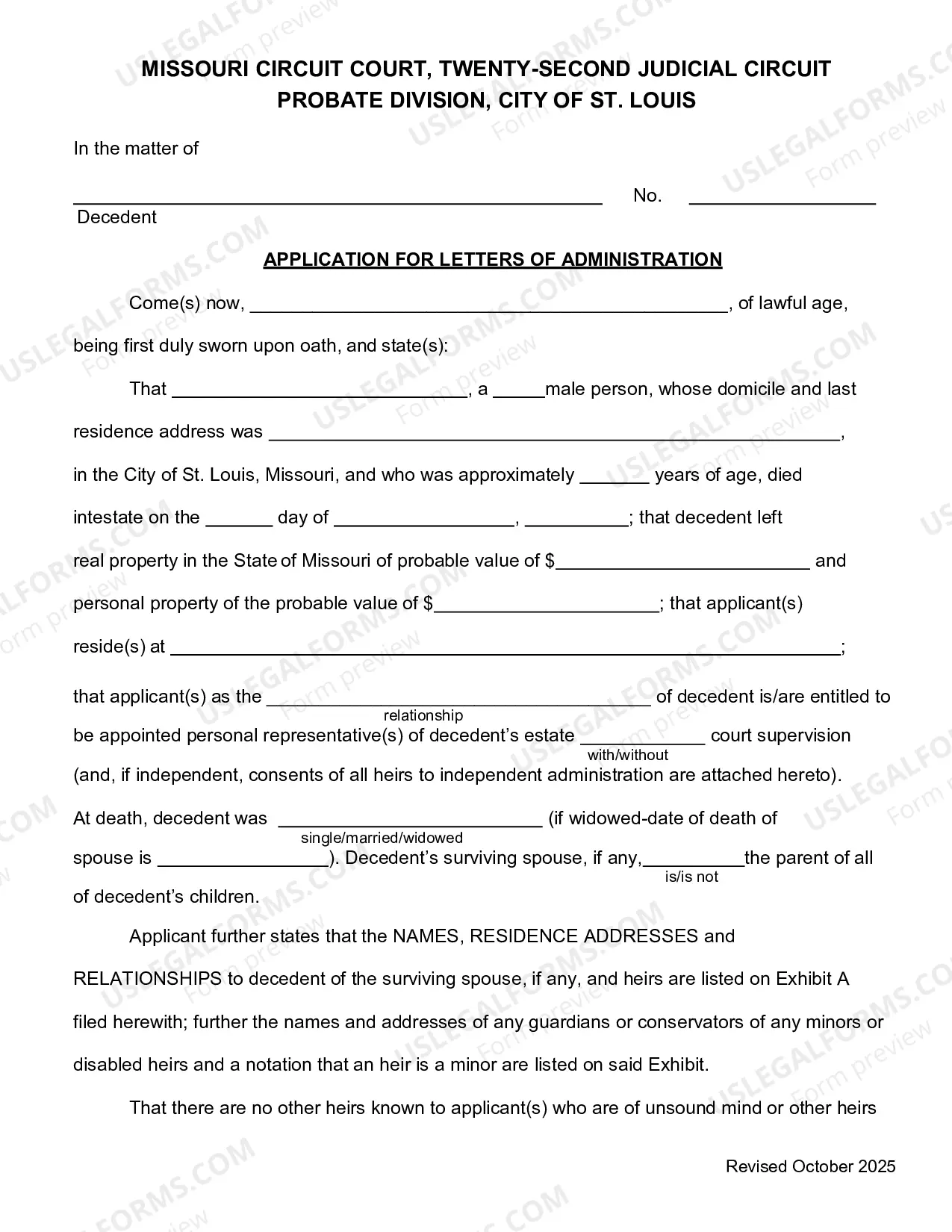 Preview Application For Letters of Administration