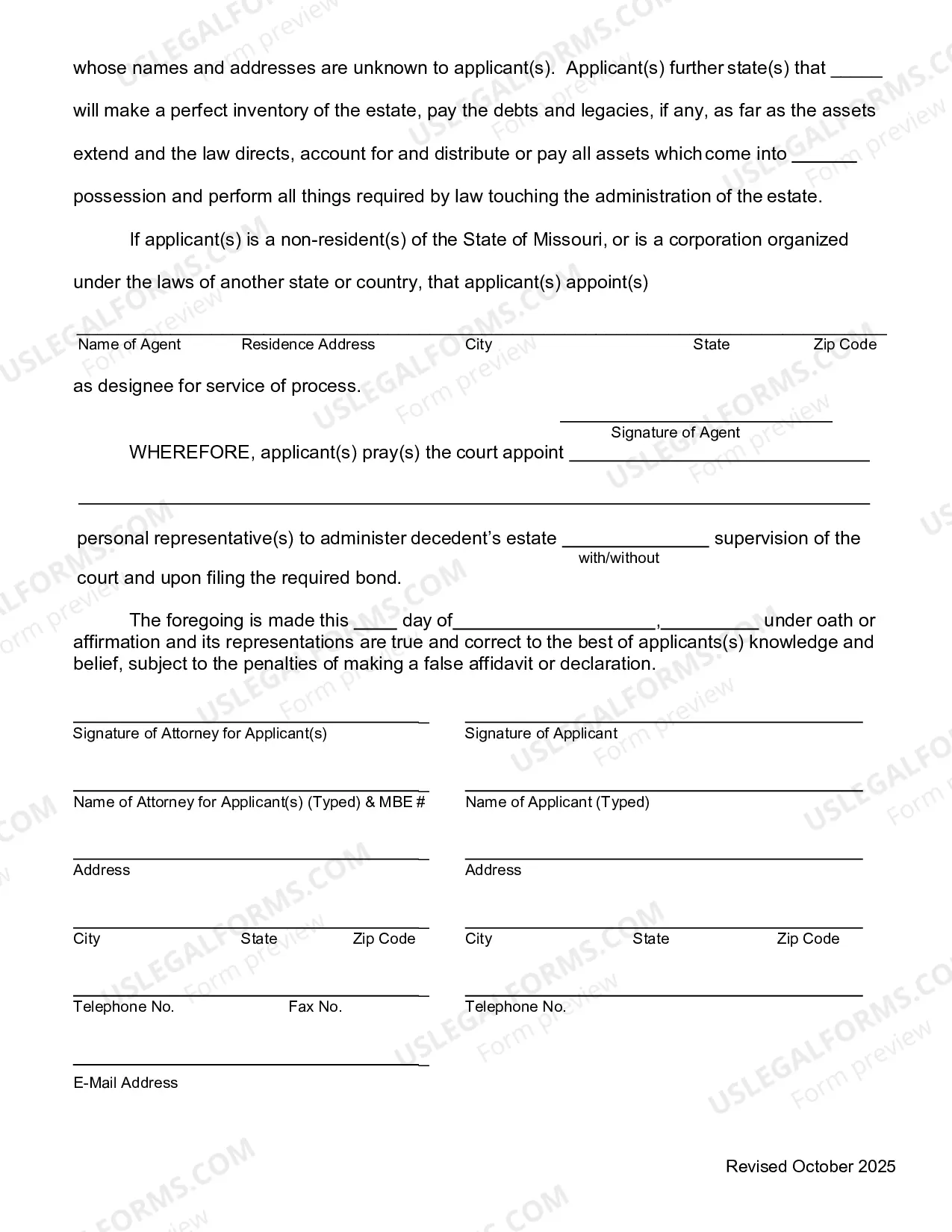 Preview Application For Letters of Administration