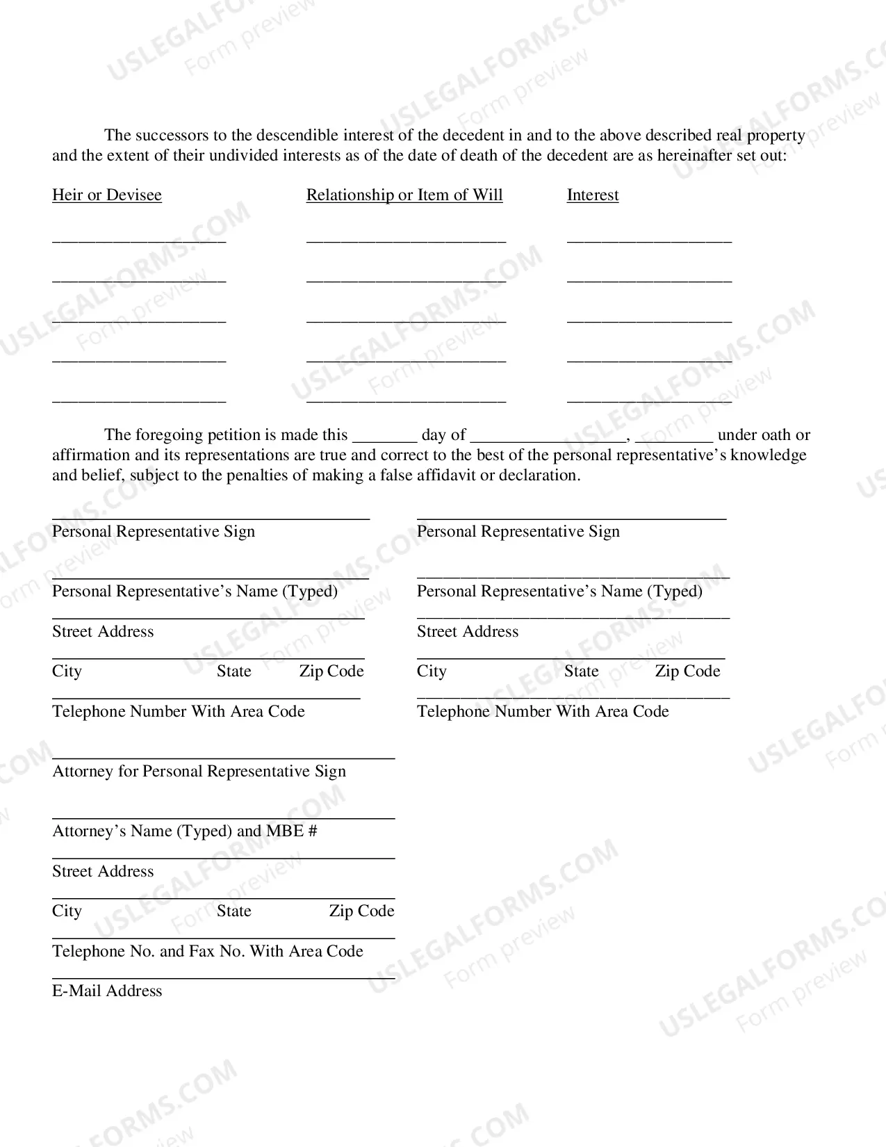 Preview Application For Probate of Will