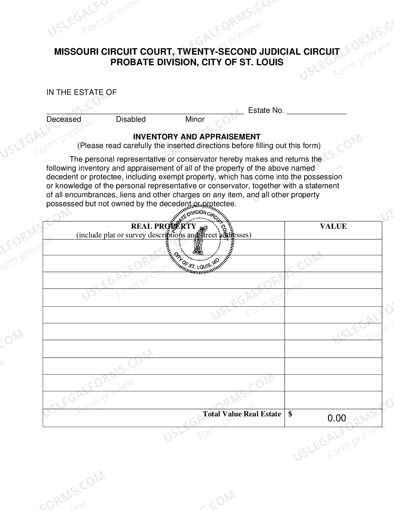 Preview Inventory and Appraisement