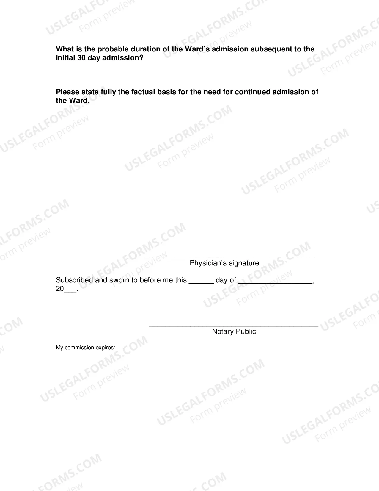 Preview Physician'S Statement For Continued Hospitalization