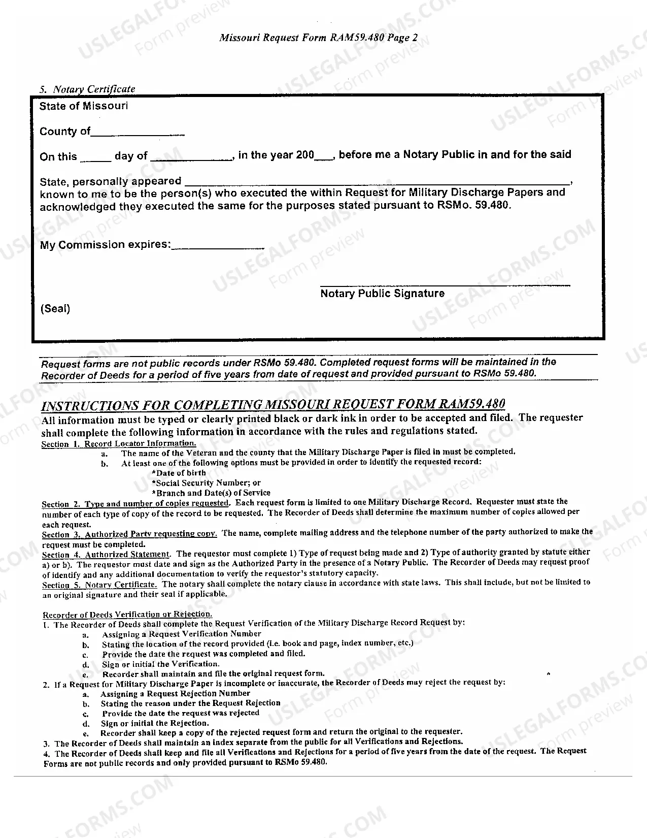 Preview Military Discharge Request